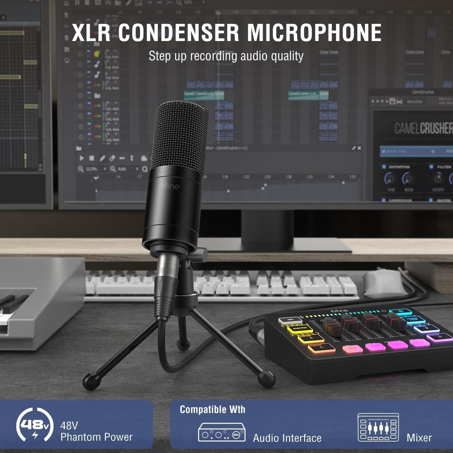 FIFINE Gaming Headset and XLR Studio Microphone Kit, Podcast Mic for Vocal Recording Voice-Over Streaming, Wired Computer USB Headset for Laptop on PS4/PS5 with EQ Mode, RGB (H6+K669C