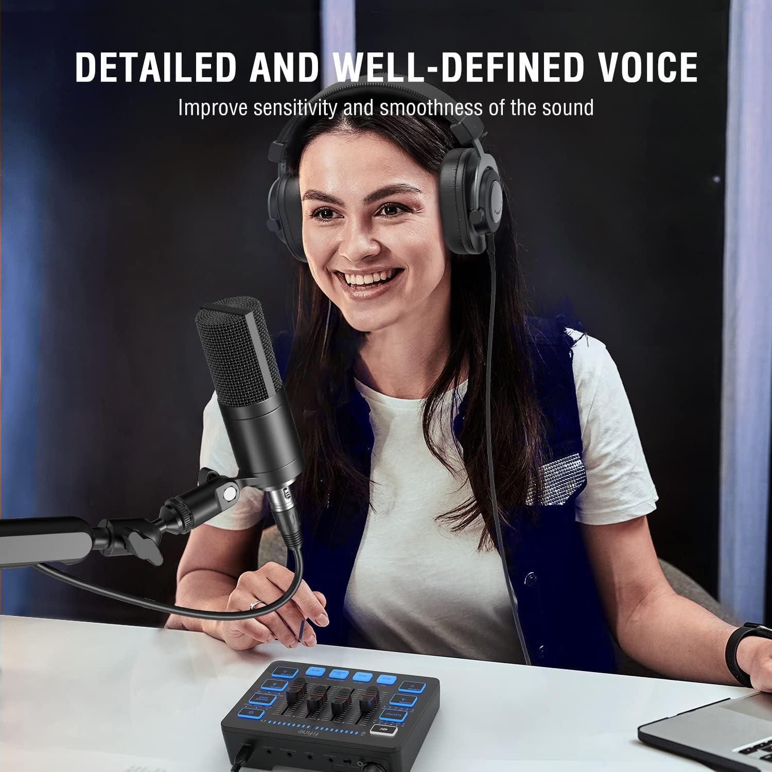 FIFINE Gaming Headset and XLR Studio Microphone Kit, Podcast Mic for Vocal Recording Voice-Over Streaming, Wired Computer USB Headset for Laptop on PS4/PS5 with EQ Mode, RGB (H6+K669C