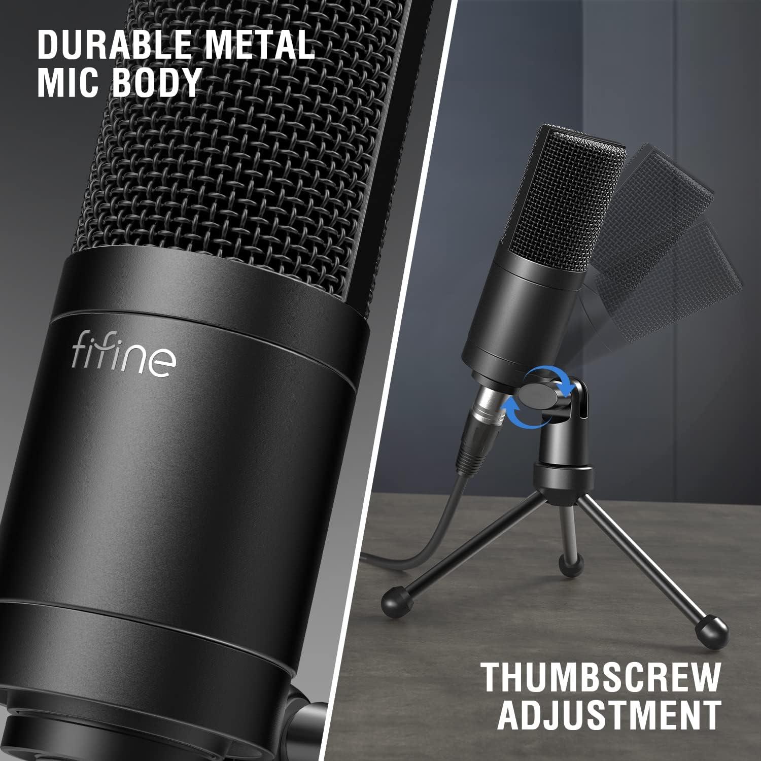 FIFINE Gaming Headset and XLR Studio Microphone Kit, Podcast Mic for Vocal Recording Voice-Over Streaming, Wired Computer USB Headset for Laptop on PS4/PS5 with EQ Mode, RGB (H6+K669C