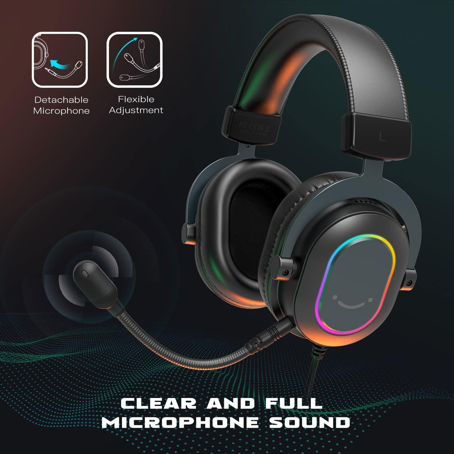 FIFINE Condenser Microphone and USB Gaming Headset Bundle, Streaming PC Computer Mic with RGB for Video, Wired USB Headset Set with 7.1 Surround Sound for PS4/PS5 (A6B+H6)