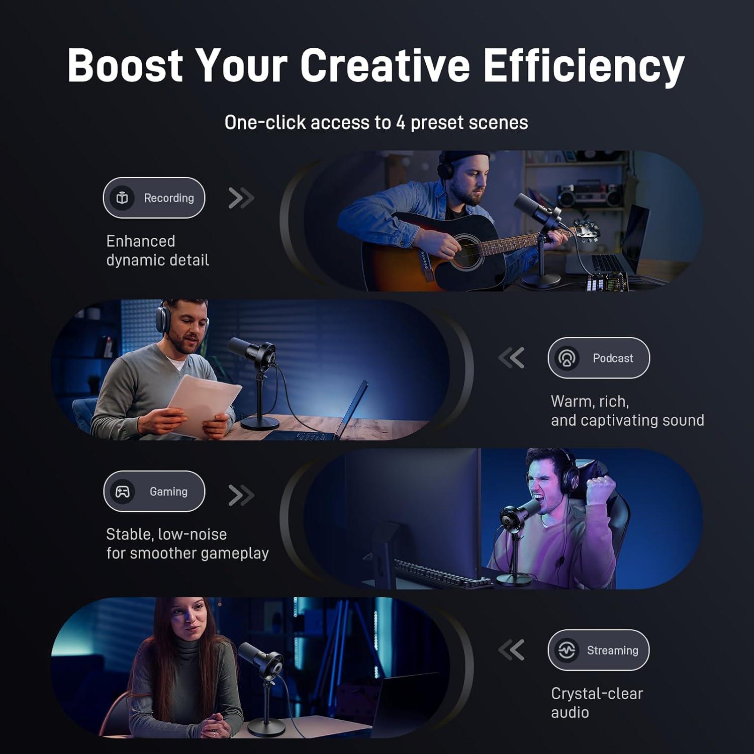 USB XLR Dynamic Microphone Studio Headphone Bundle,for Studio Recording Streaming Content Creation(PD300XT+MH700+XLR-180)