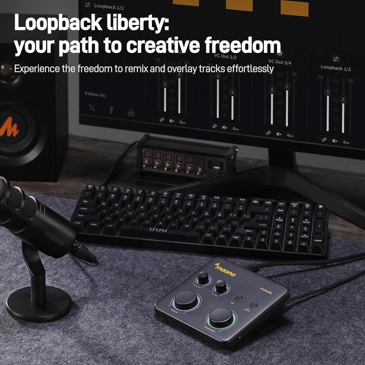 Interfaz de Audio USB MAONO PS22 Lite 24-bit/192kHz para PC