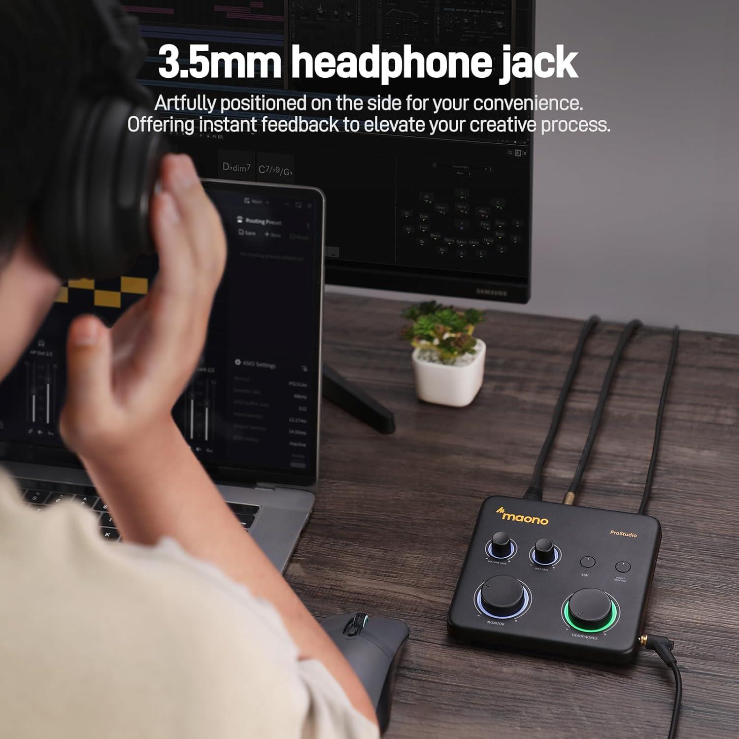 Interfaz de Audio USB MAONO PS22 Lite 24-bit/192kHz para PC