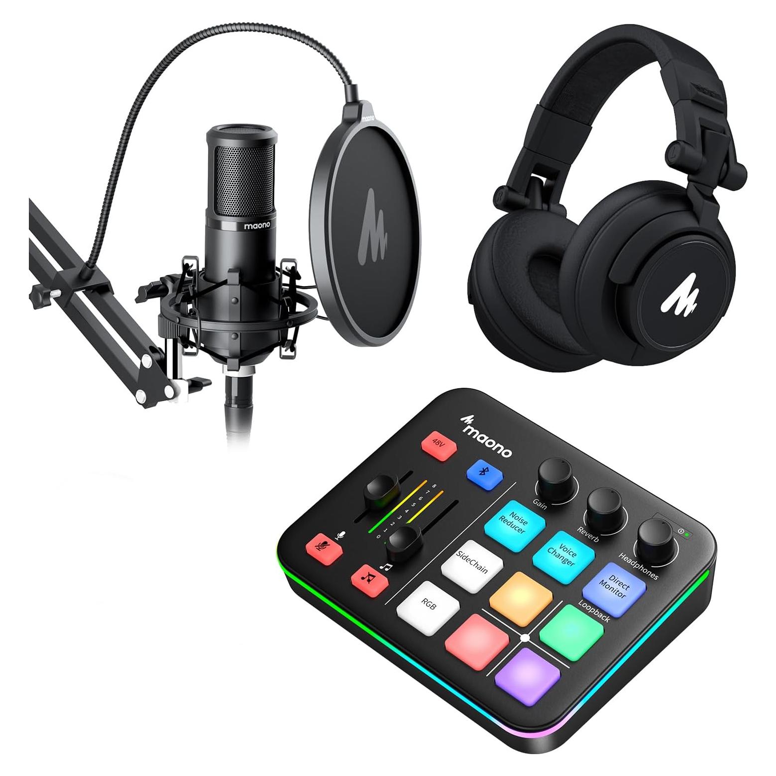 Kit de Streaming MAONO XLR Micrófono y Mezclador RGB
