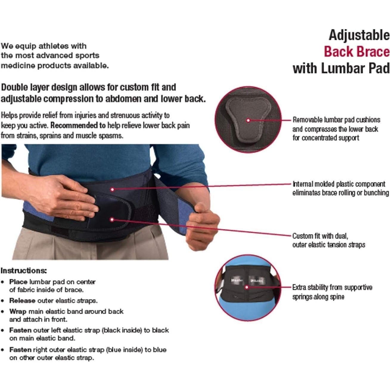 Faja Lumbar MUELLER Ajustable con Almohadilla Removible