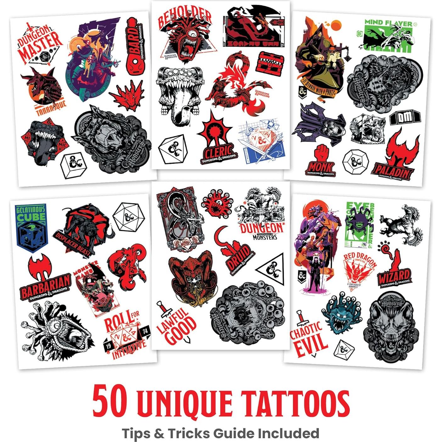 Tatuajes Temporales Savvi Dungeons & Dragons 50 Unidades
