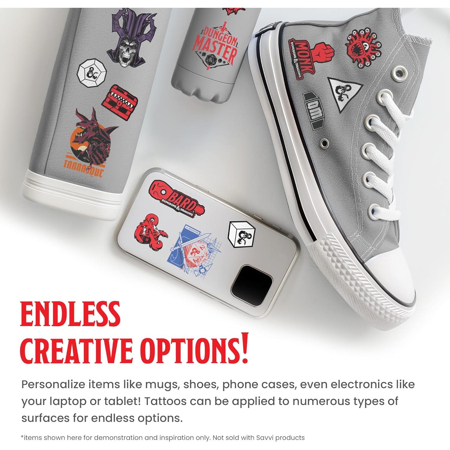 Tatuajes Temporales Savvi Dungeons & Dragons 50 Unidades