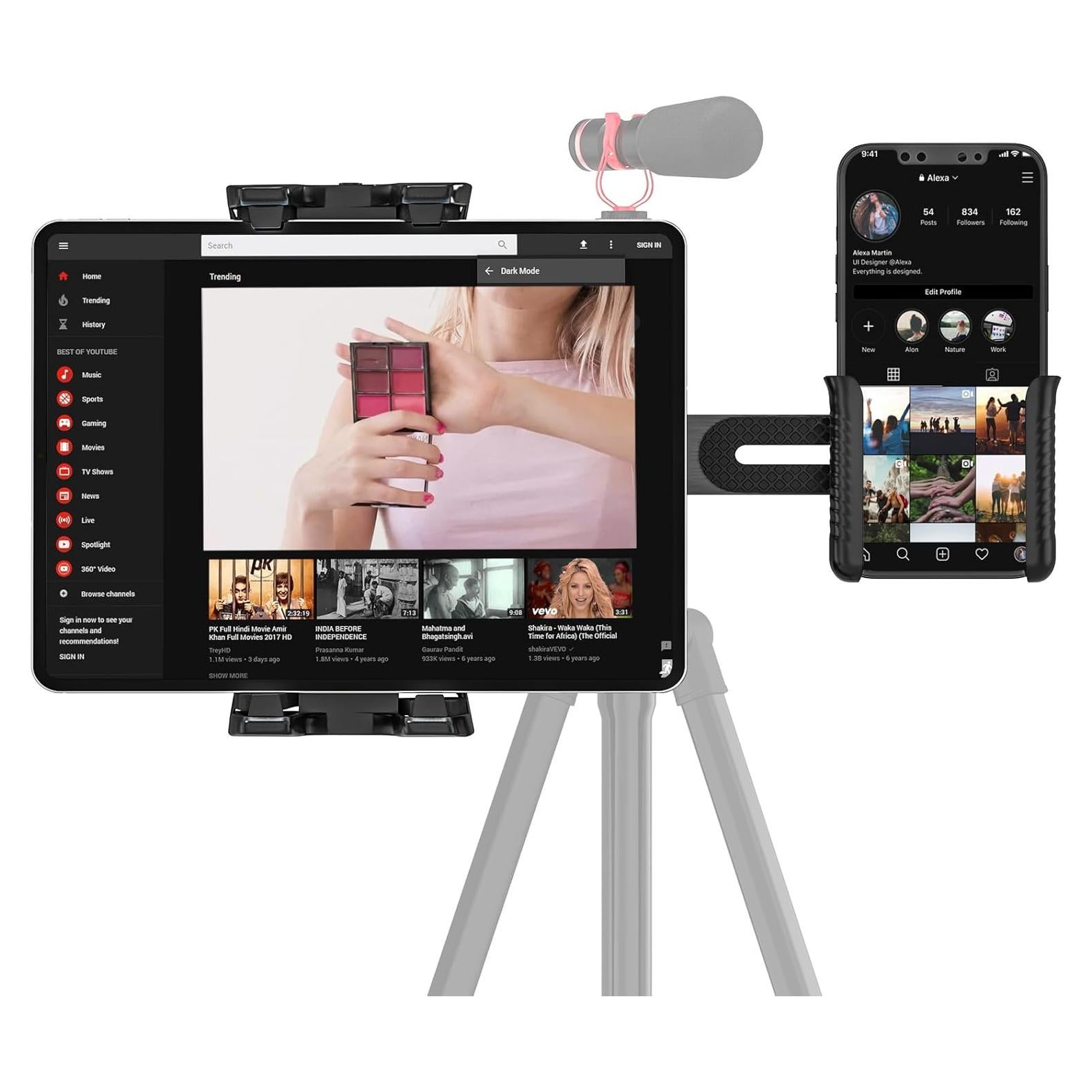 Adaptador de Montaje de Trípode JUBOR para iPad y Tablets 4.7-12.9"