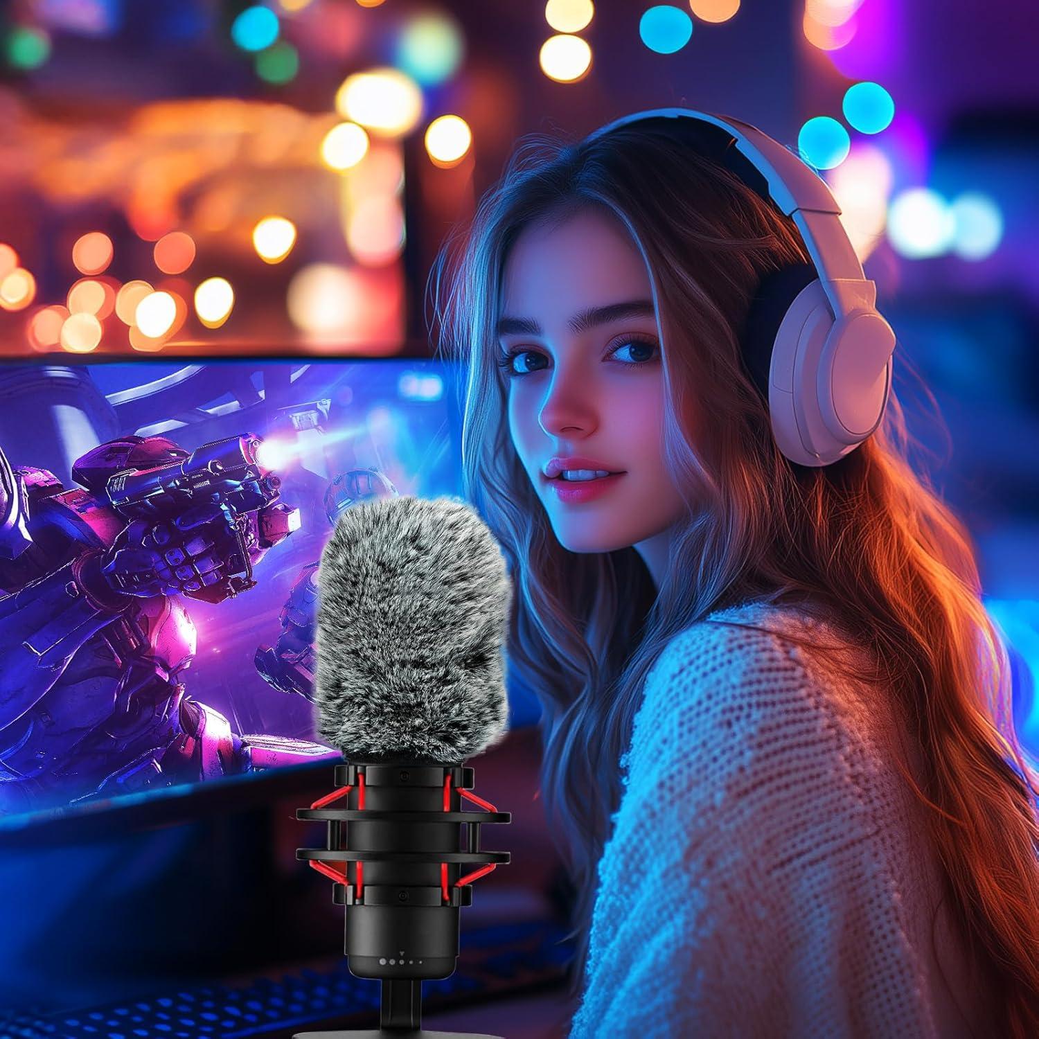 Filtro Pop para Micrófonos HyperX QuadCast S - Peluda Negra