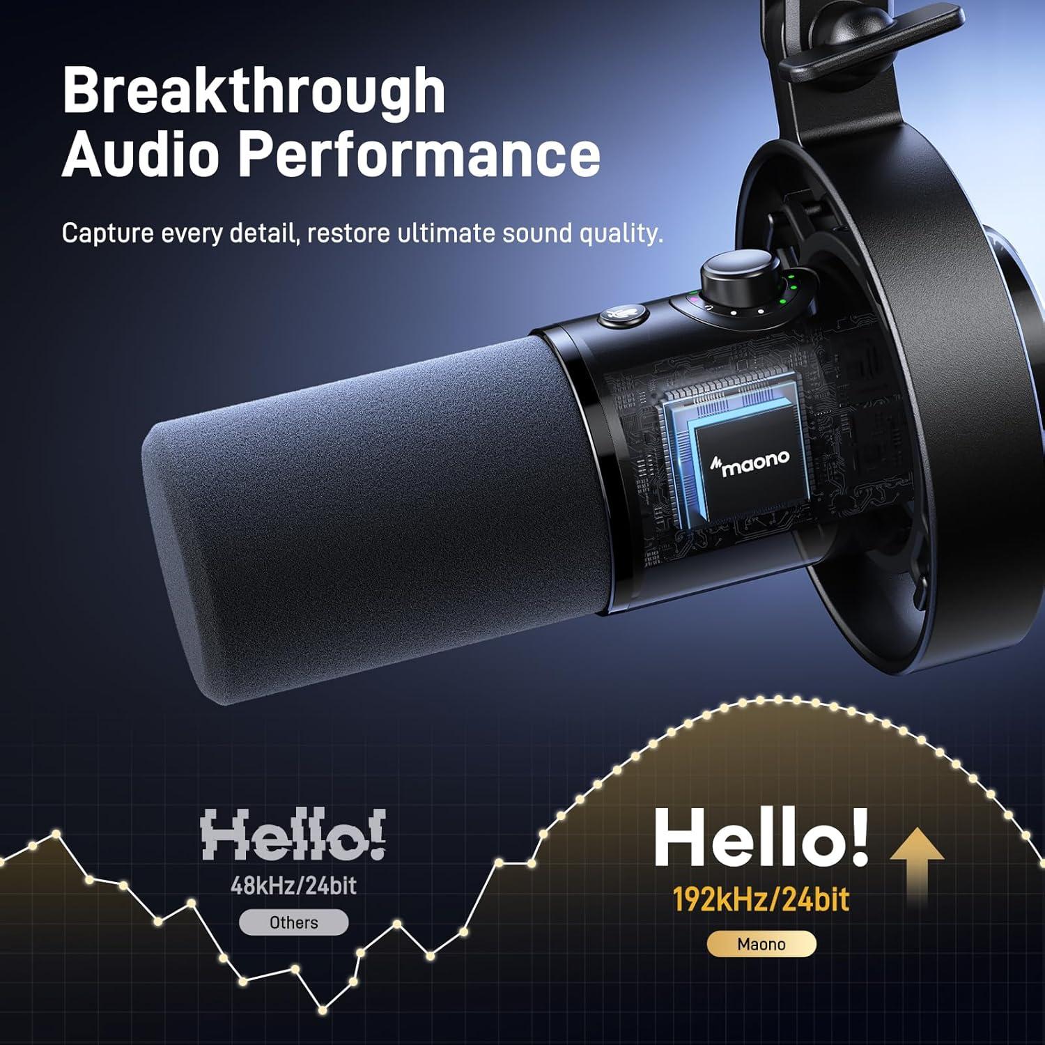 Paquete de Podcast MAONO: Micrófono Dinámico USB/XLR PD300X