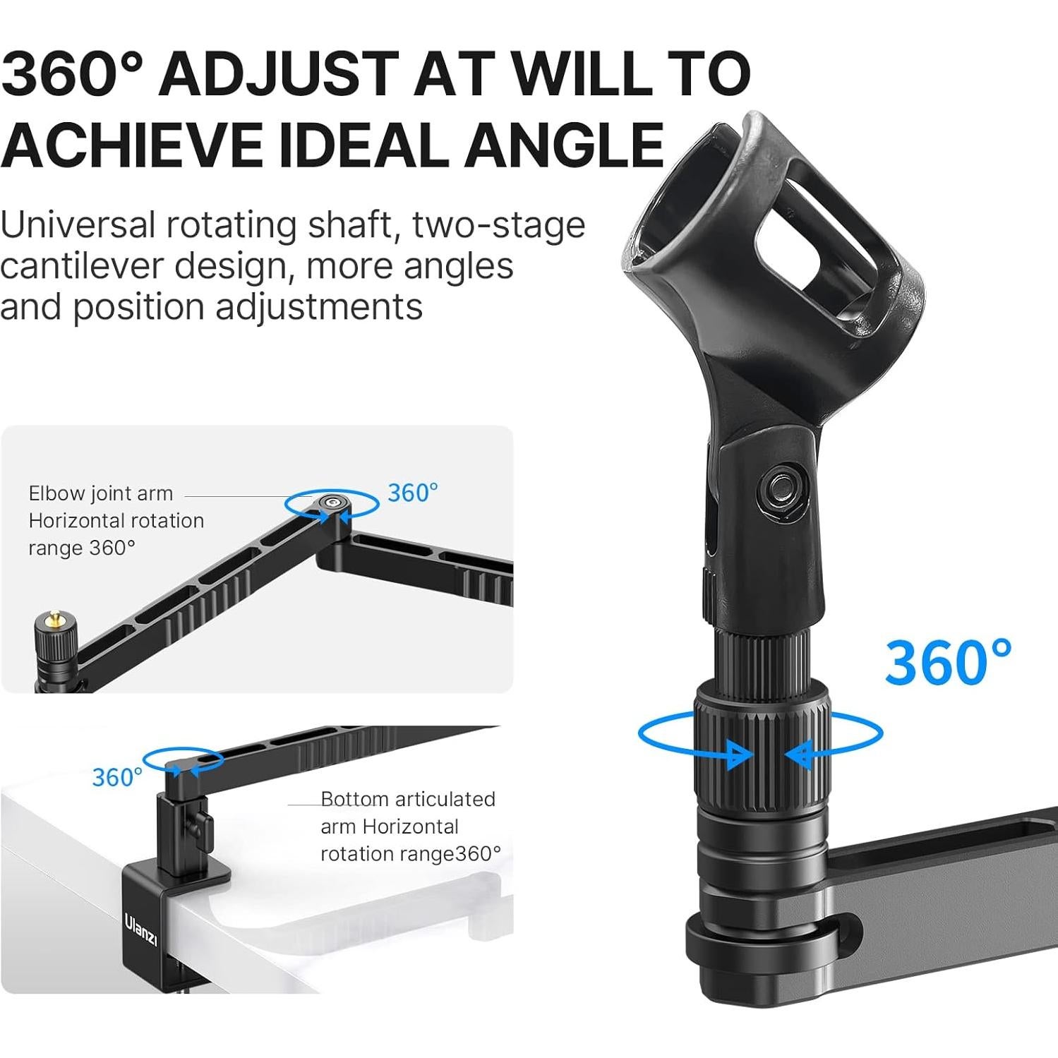 Brazo de Micrófono ULANZI LS26 Plegable 360° Aluminio 0.98kg