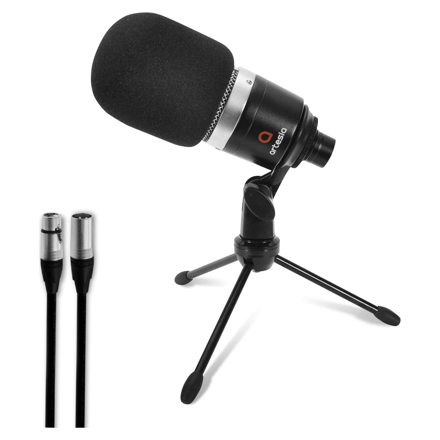 Micrófono de Condensador Artesia AMC-10 con Soporte y Filtro Antipop