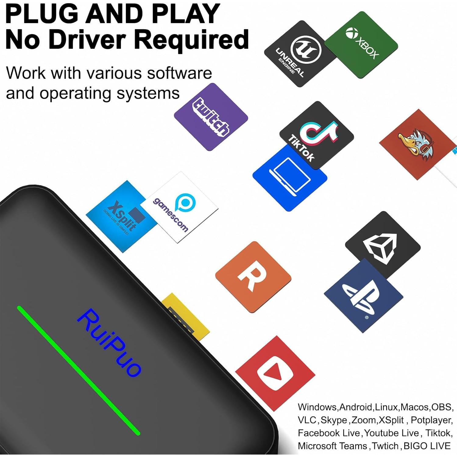 Tarjeta de Captura de Video 4K 60Hz HDMI RuiPuo A3