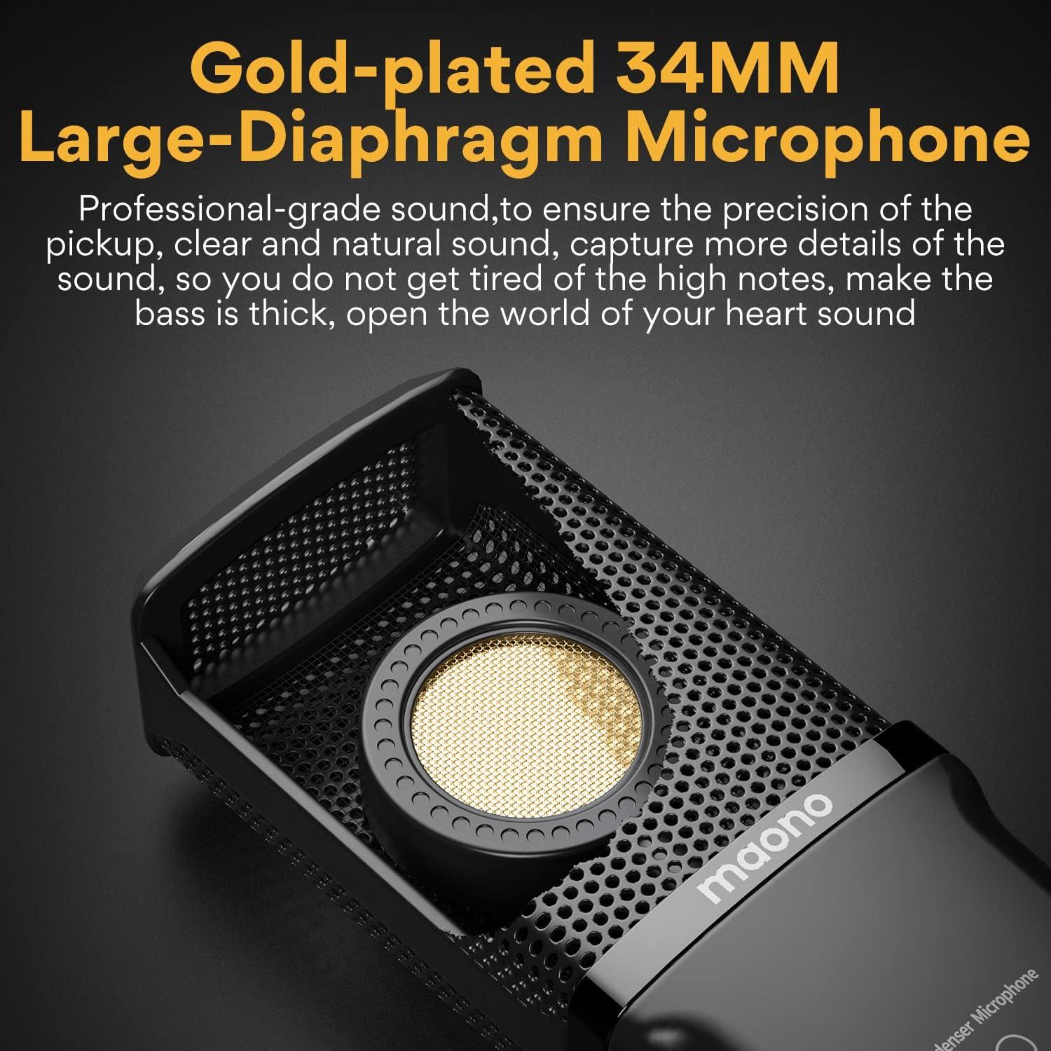 Micrófono de Condensador XLR MAONO PM500 + Auriculares AU-MH601