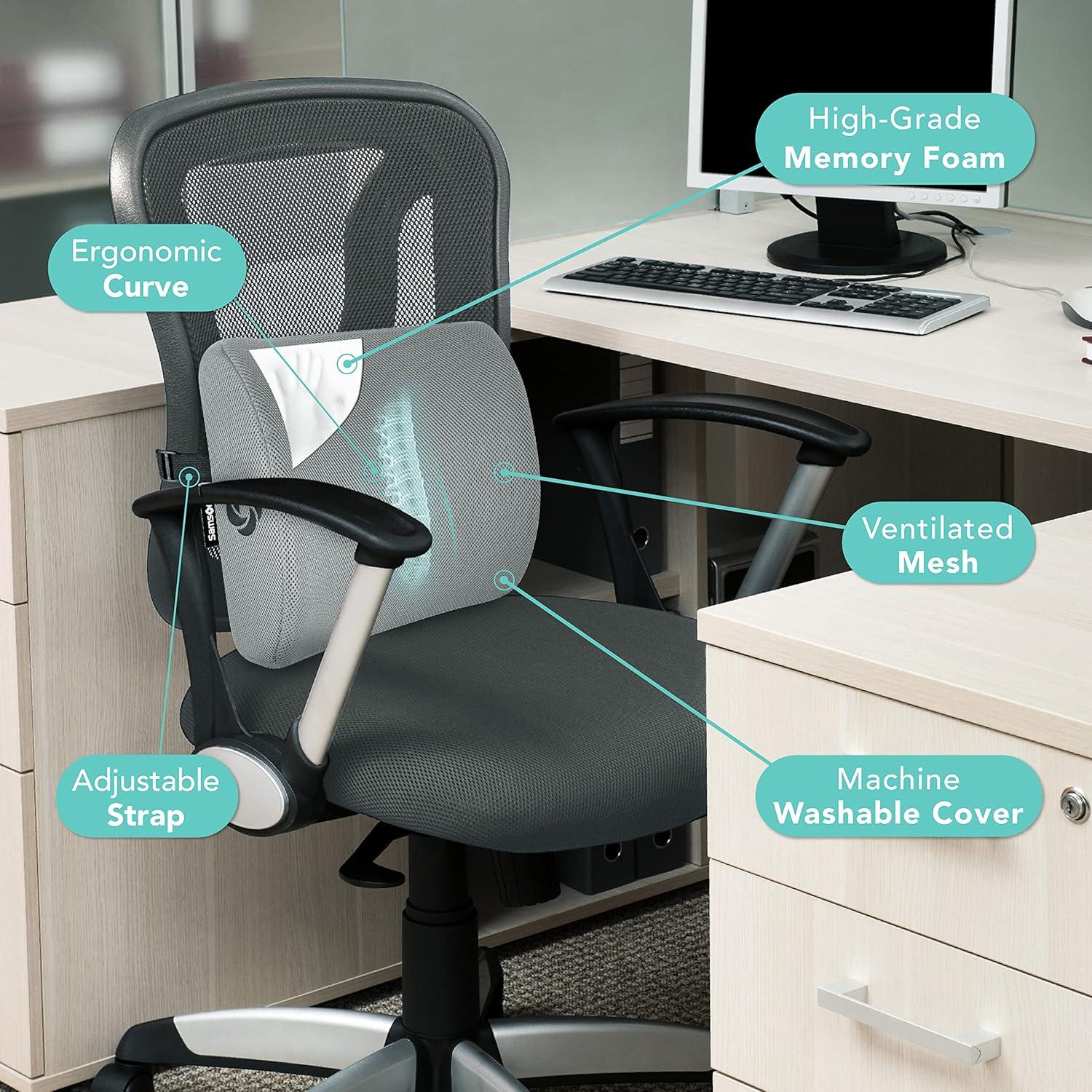 Almohada Lumbar Samsonite SA5244 Espuma de Memoria Gris