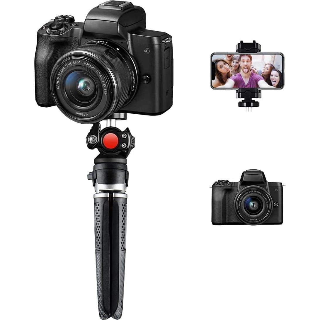 Mini Tripod - 3 in 1 Portable Phone & Camera Tripod Stand for Vlogging & Video Recording, Compatible with iPhone, GoPro, Canon M50