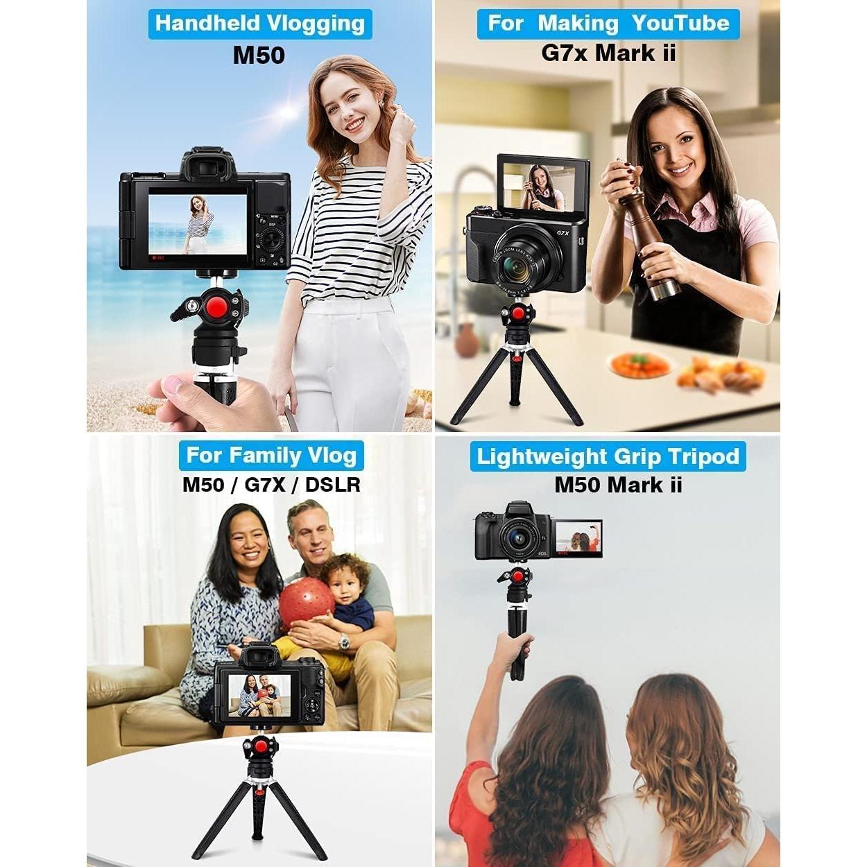 Mini Tripod - 3 in 1 Portable Phone & Camera Tripod Stand for Vlogging & Video Recording, Compatible with iPhone, GoPro, Canon M50