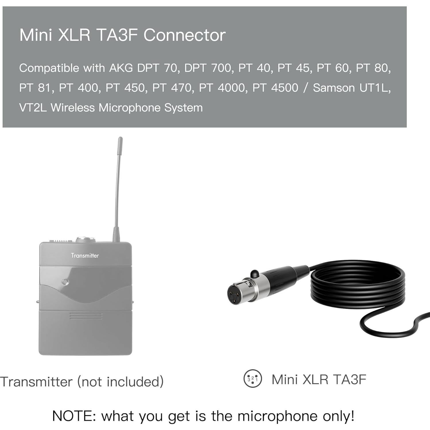 Micrófono Lavalier JK MIC-J 044 Mini XLR TA3F para AKG Samson