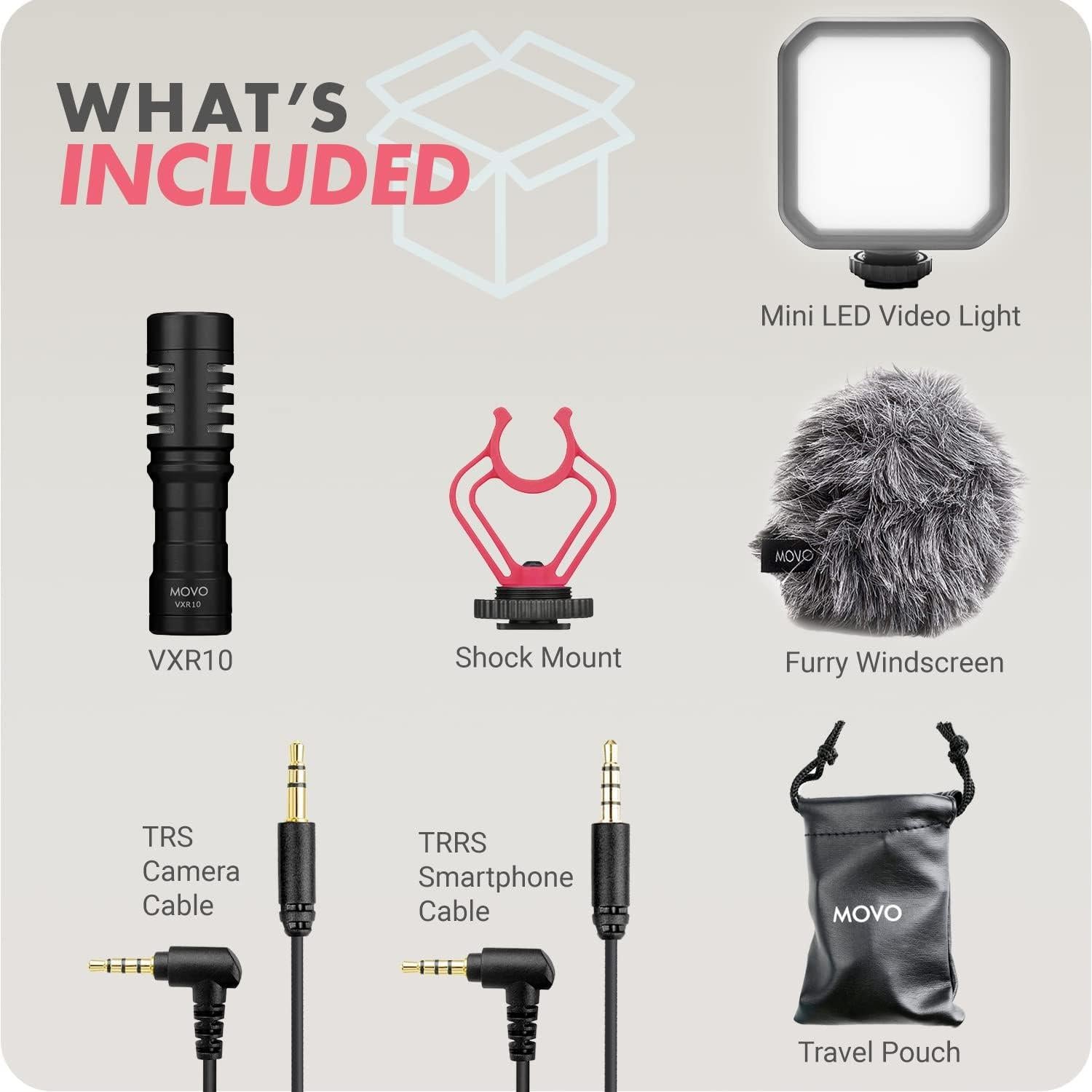 Kit de Video Movo con Micrófono VXR10 y Luz LED Compacta