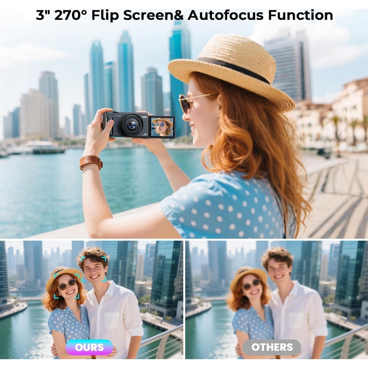 Cámara Digital 4K CAMWORLD AC18AA 72MP Zoom 18x Pantalla 2.8"