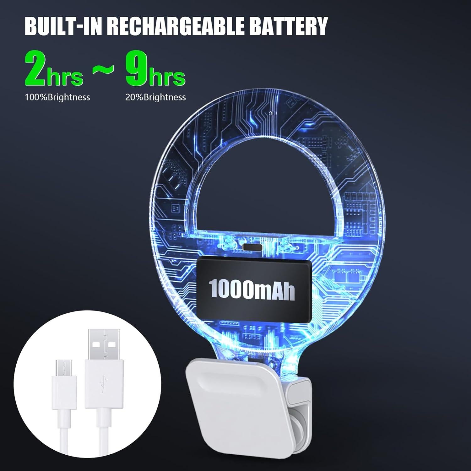 Luz de Anillo para Selfie Diyife 1000mAh 60 LED 10 Niveles