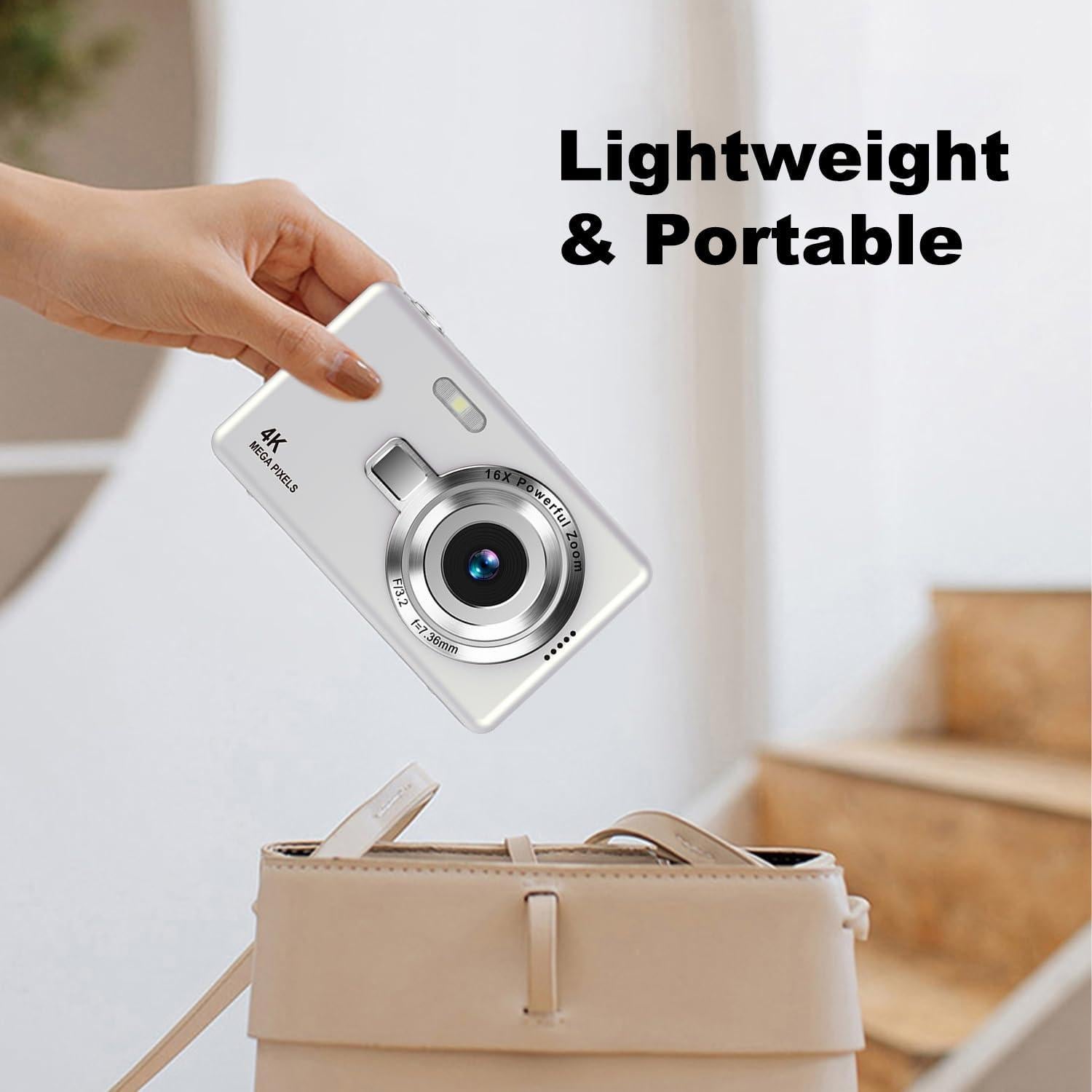 Cámara Digital Acbaeta Q12 Pro 50MP 4K Compacta Plata