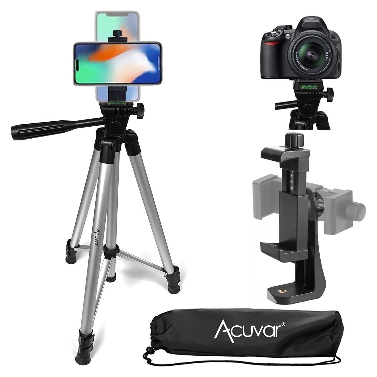Trípode Acuvar 127 cm para Smartphone y Cámara con Montura Rotativa