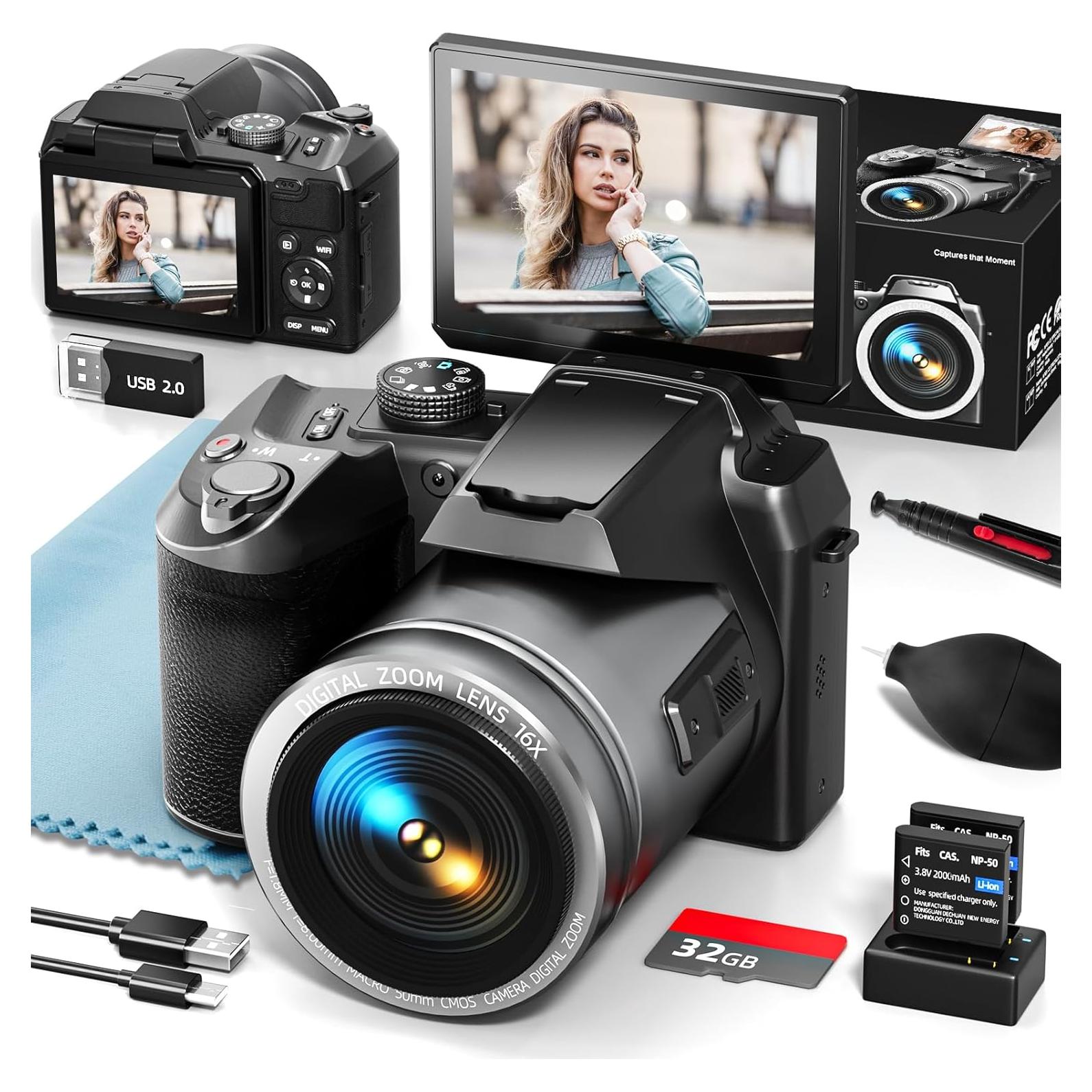 Cámara Digital Monitech S205 64MP 5K con Zoom 16X y WiFi