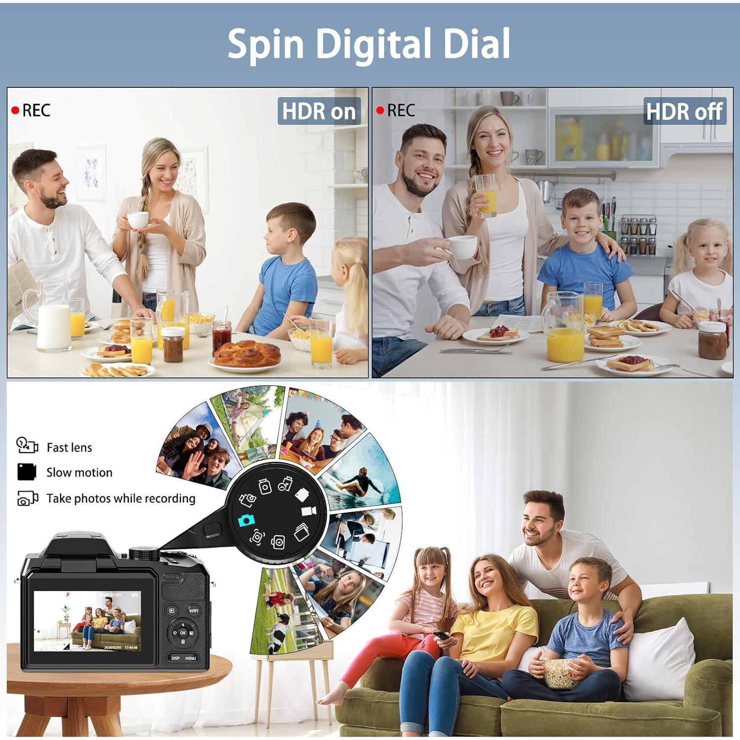 Cámara Digital Monitech S205 64MP 5K con Zoom 16X y WiFi