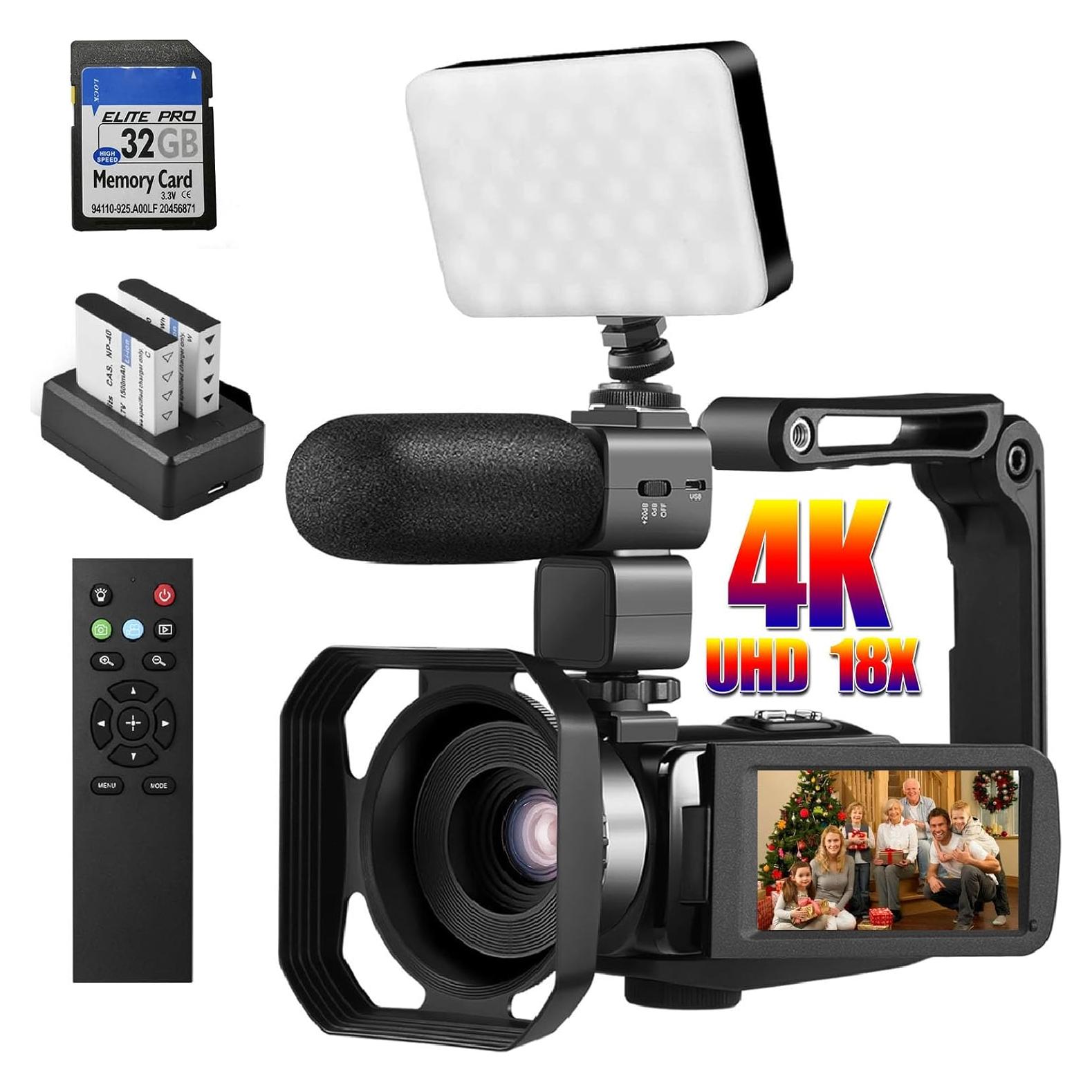 Cámara de Video 4K OIEXI con Visión Nocturna y Pantalla Táctil