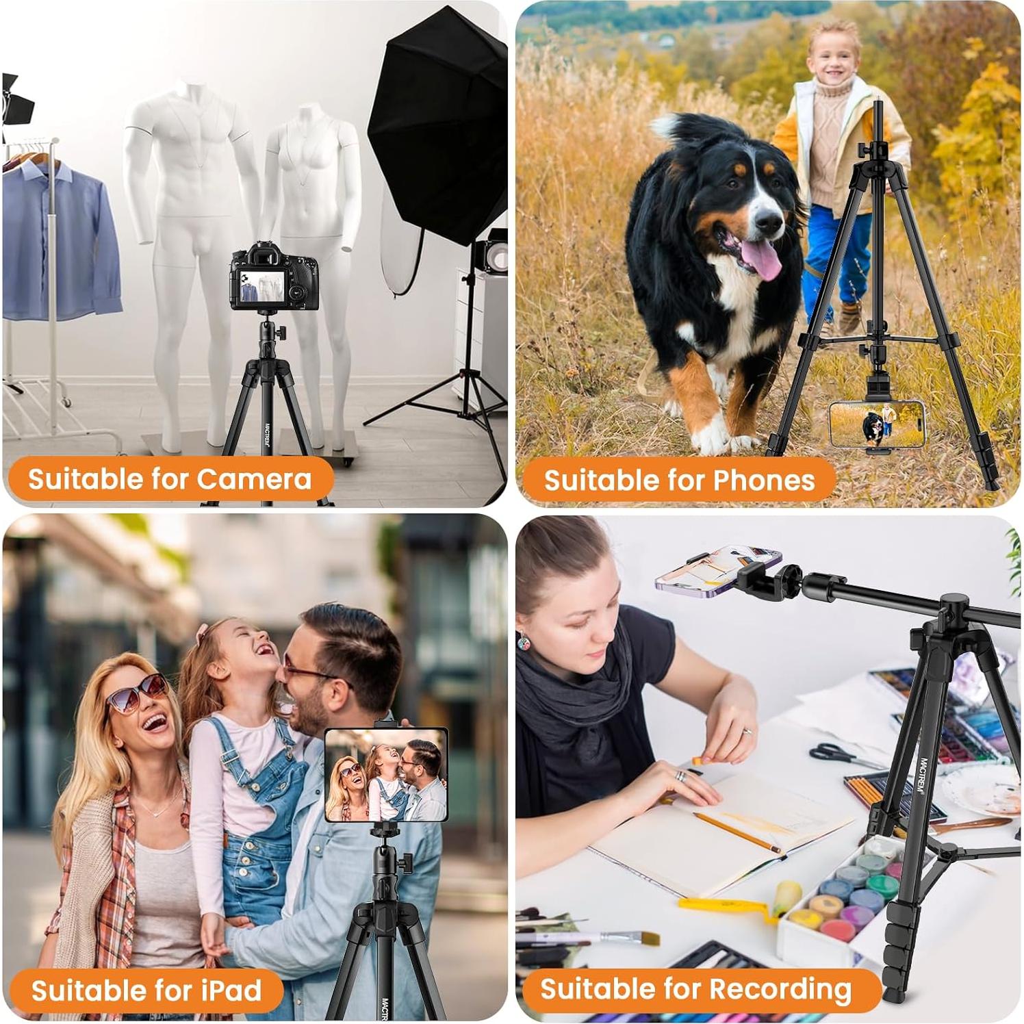 Trípode MACTREM 70" para Teléfono y Cámara con Control Remoto