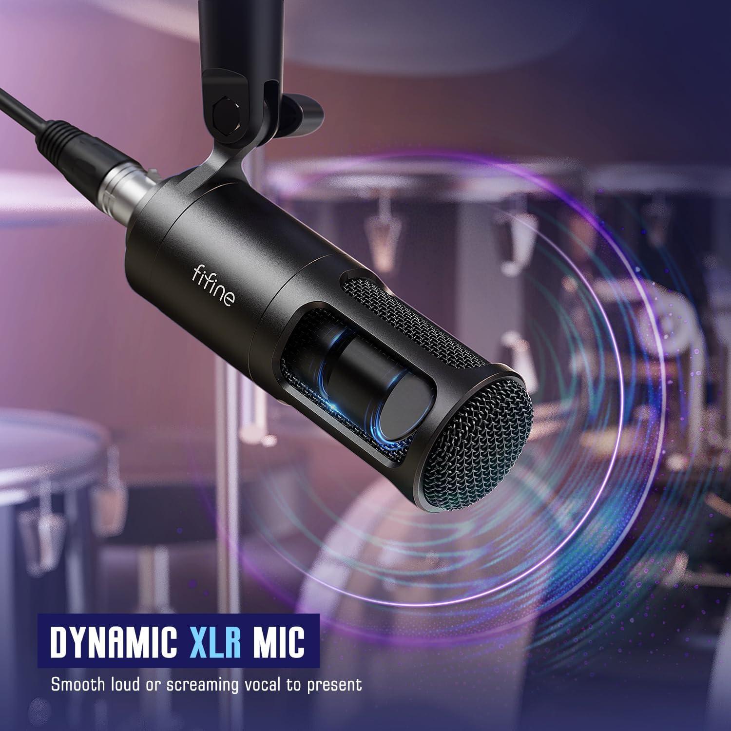 Kit de Audio FIFINE KS3 para Gaming y Podcast - Mezclador RGB y Micrófono XLR