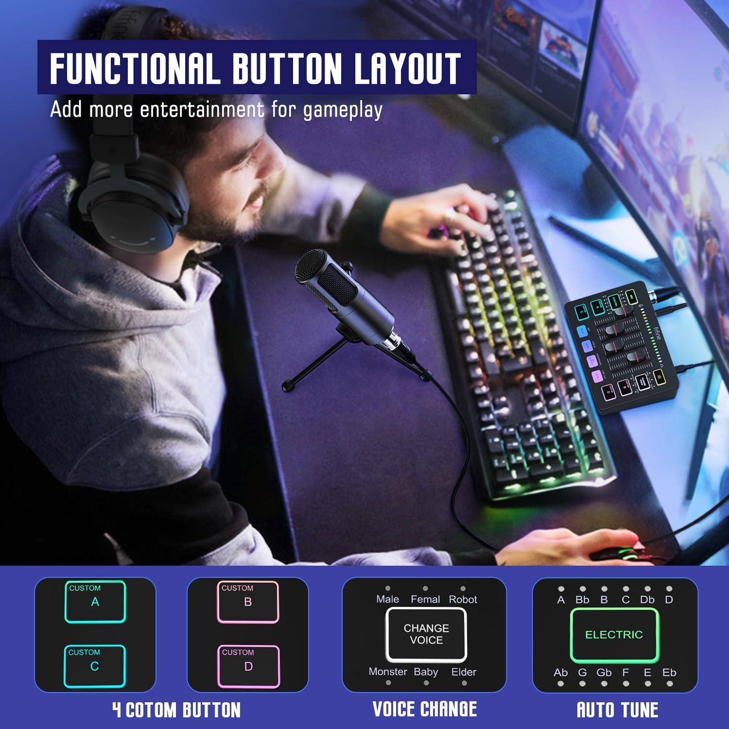 Kit de Audio FIFINE KS3 para Gaming y Podcast - Mezclador RGB y Micrófono XLR