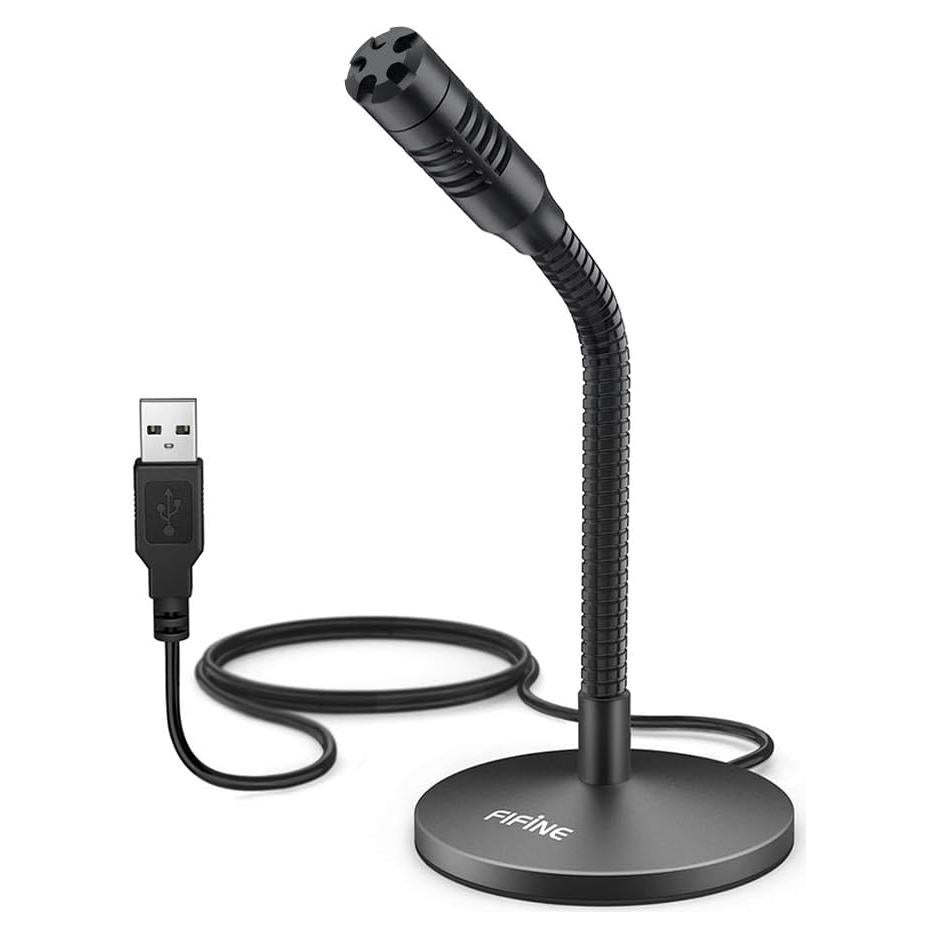 Micrófono USB FIFINE K050 Mini de Escritorio Ajustable Negro