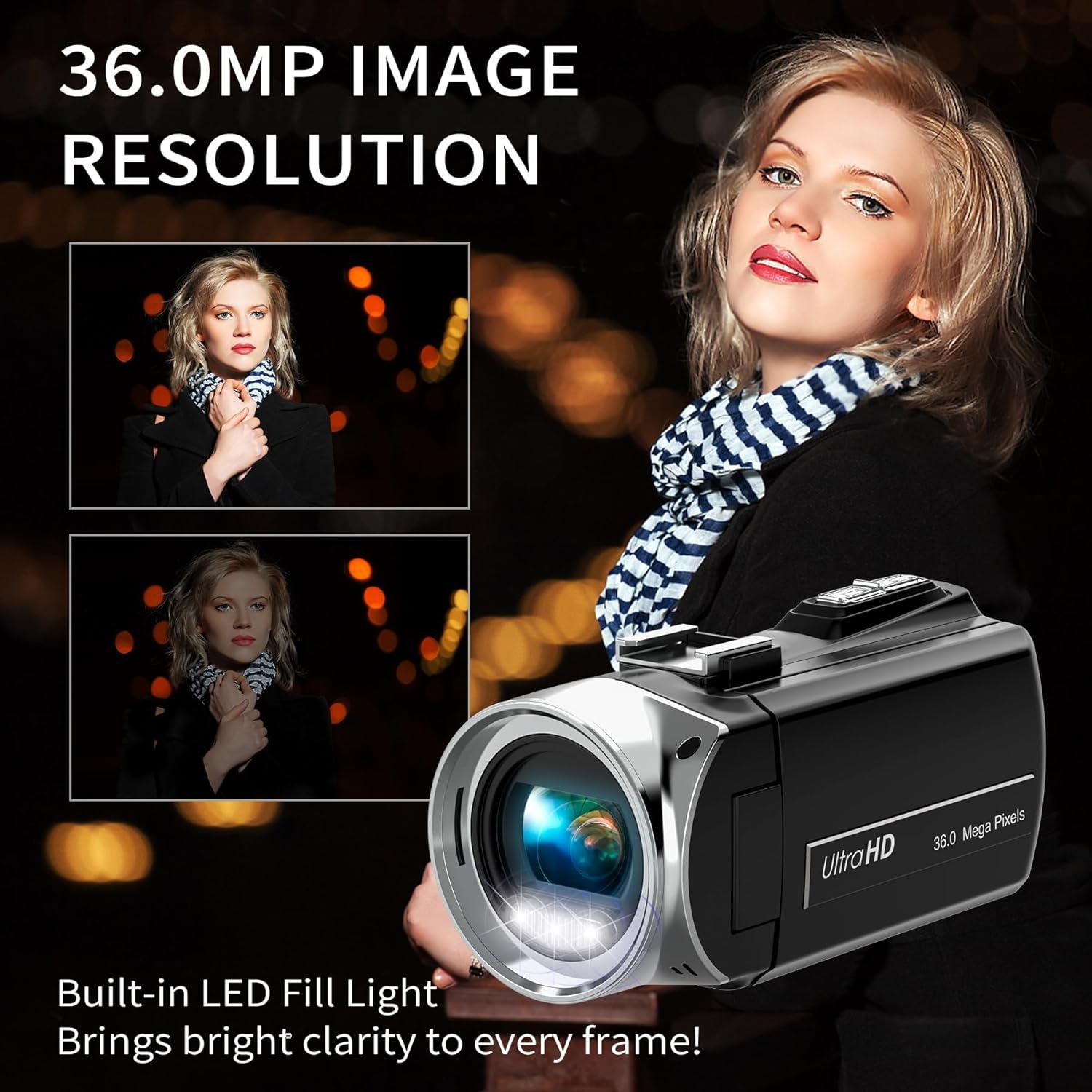 Cámara de Video 4K Hojocojo 36 MP con Zoom 18X y Pantalla 3"