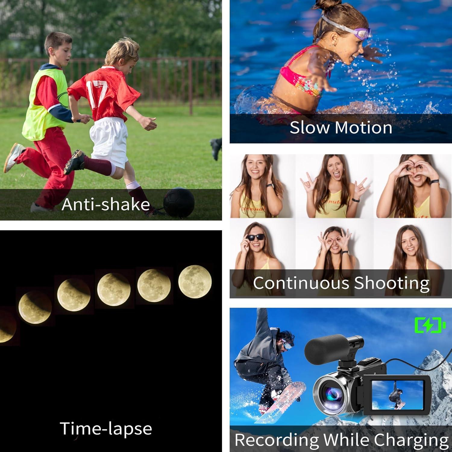 Cámara de Video 4K Hojocojo 36 MP con Zoom 18X y Pantalla 3"