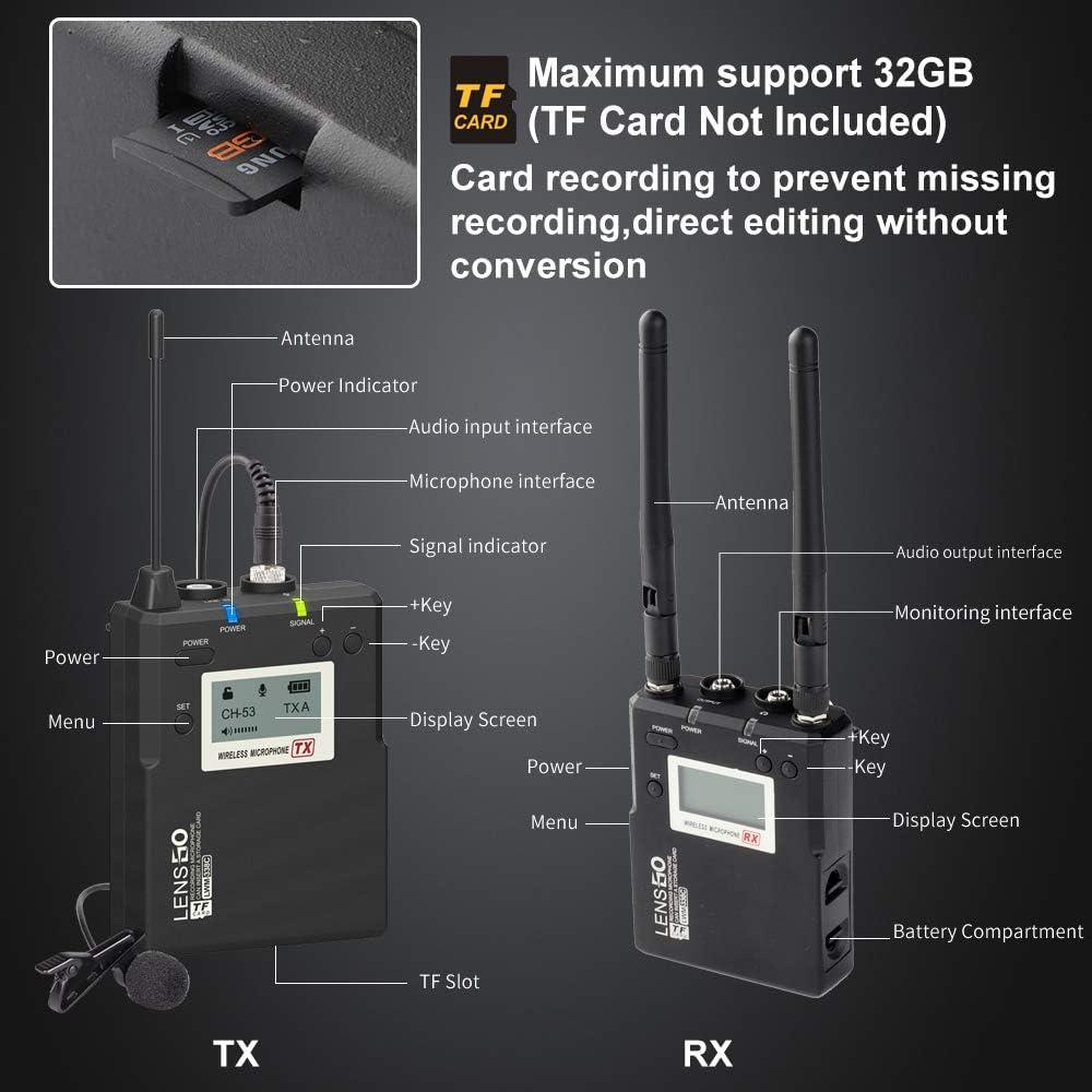 Micrófono Lavalier Inalámbrico LENSGO LWM-338C UHF 99 Canales
