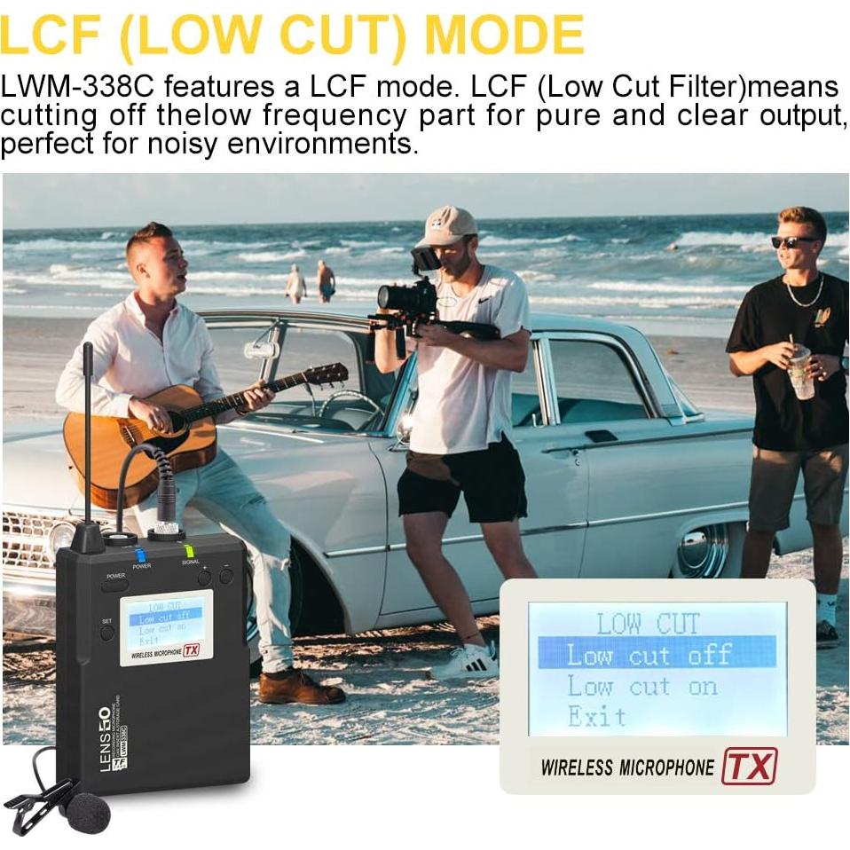 Micrófono Lavalier Inalámbrico LENSGO LWM-338C UHF 99 Canales