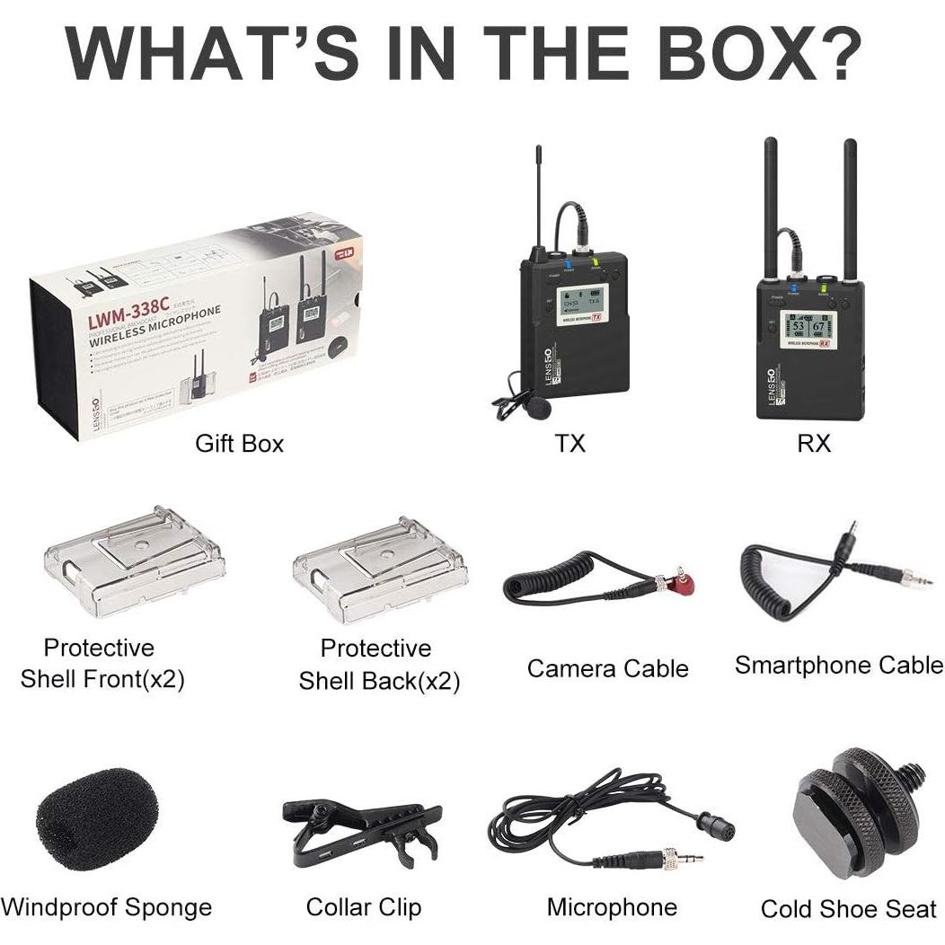 Micrófono Lavalier Inalámbrico LENSGO LWM-338C UHF 99 Canales