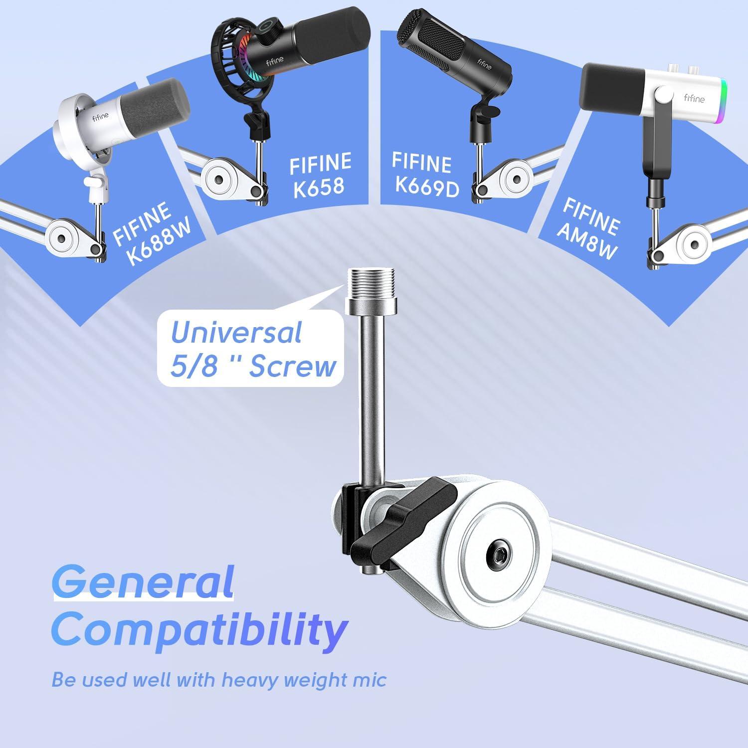 Soporte de Micrófono FIFINE BM63 Blanco Ajustable Metal 2kg