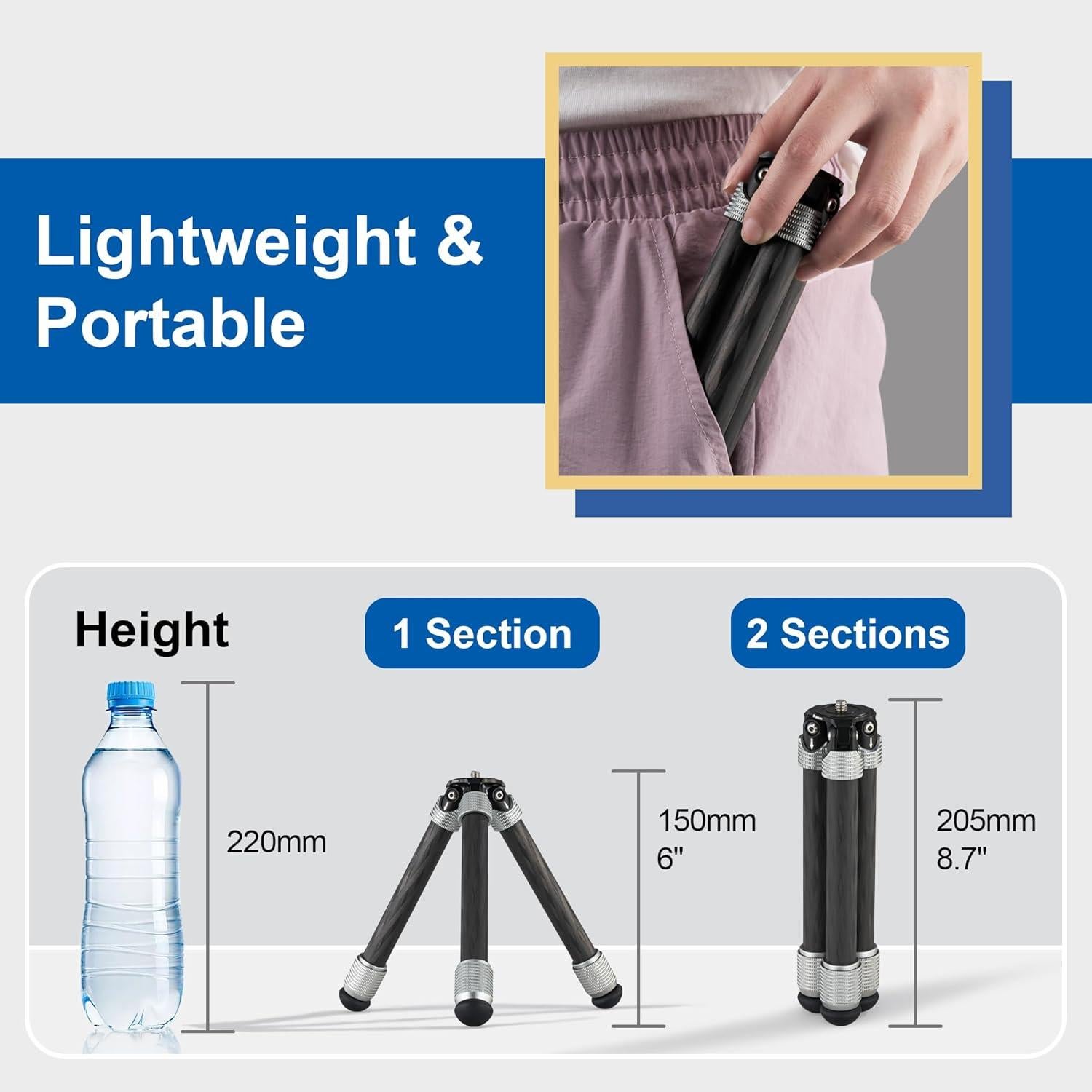 Trípode de Viaje LEOFOTO MT-02CL de Fibra de Carbono 5kg