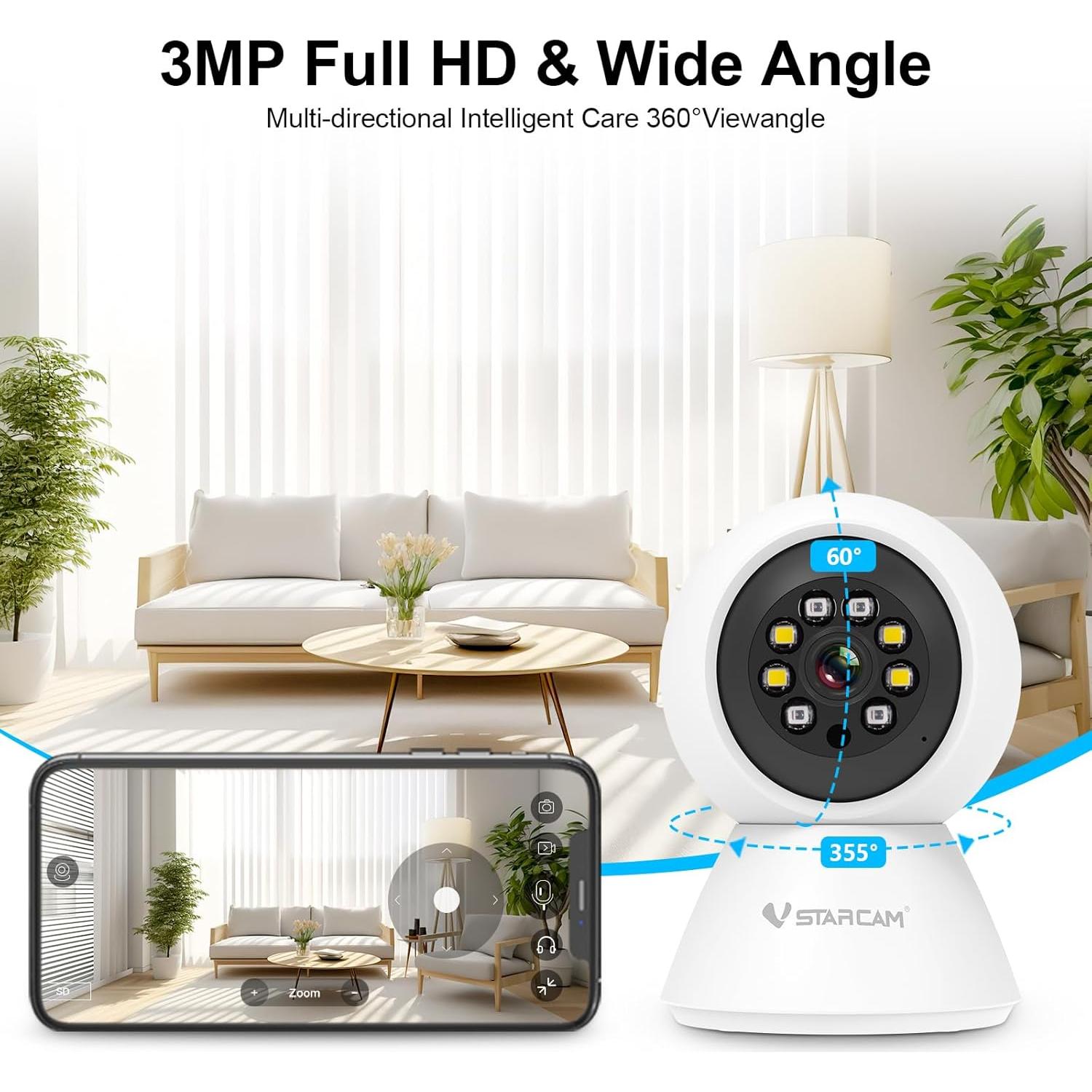 Cámara de Seguridad WiFi VSTARCAM 3MP Interior 2pk