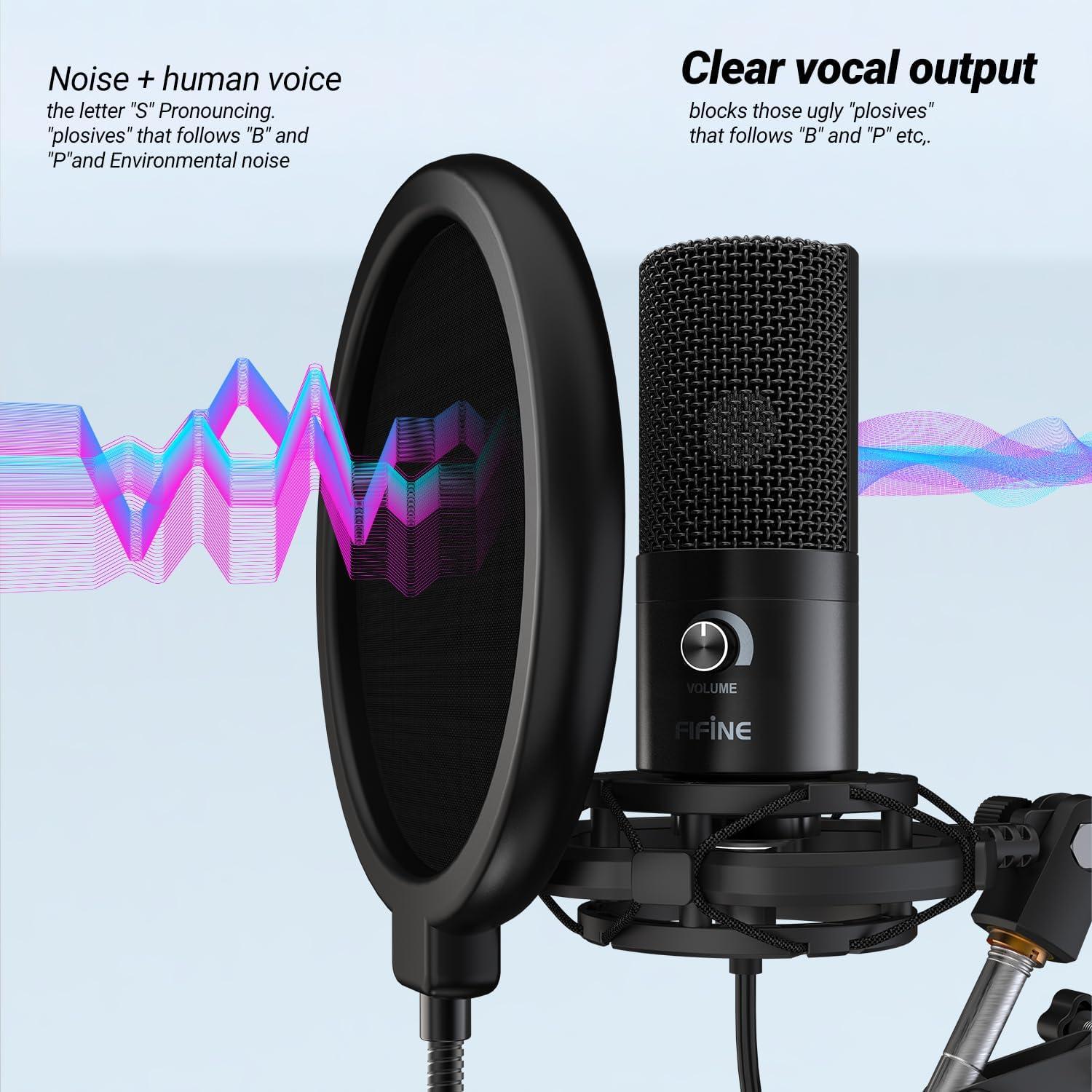 Filtro Pop FIFINE RF2021002 para Micrófono con Clip Flexible