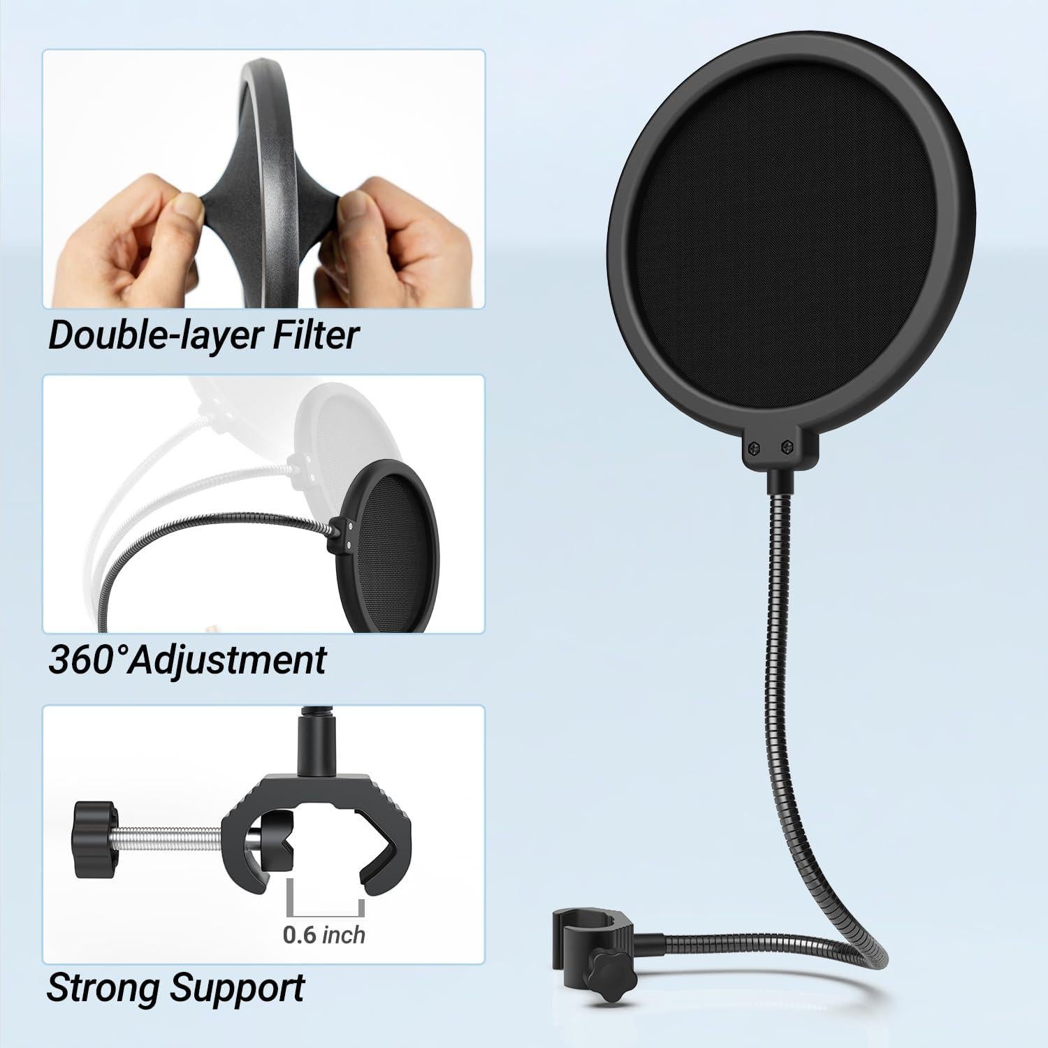 Filtro Pop FIFINE RF2021002 para Micrófono con Clip Flexible