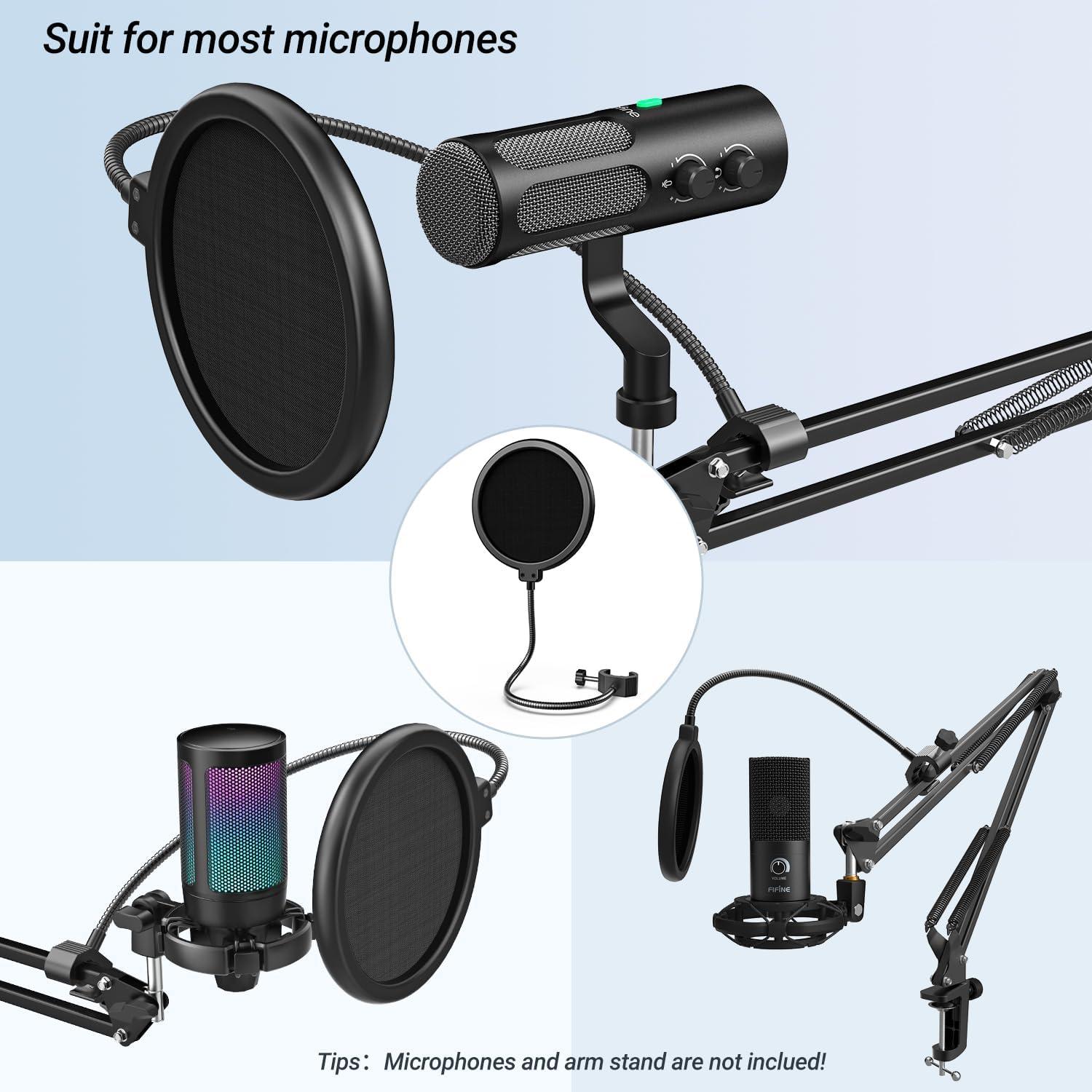 Filtro Pop FIFINE RF2021002 para Micrófono con Clip Flexible