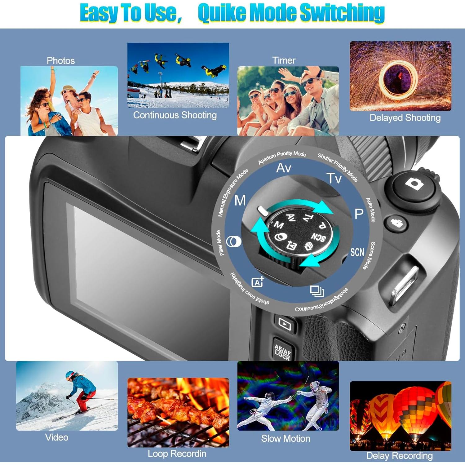 Cámara Digital 4K OIEXI con Zoom Óptico 10X y WiFi