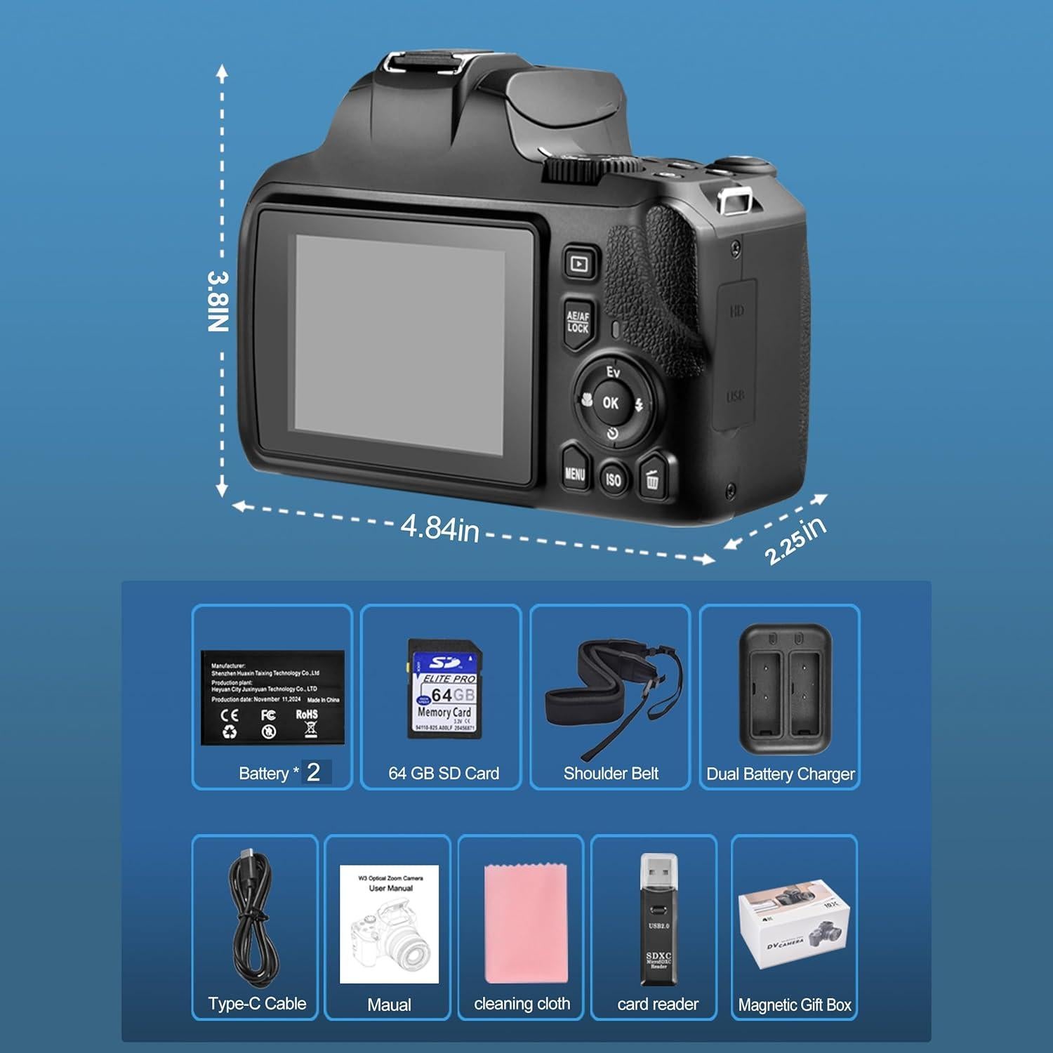 Cámara Digital 4K OIEXI con Zoom Óptico 10X y WiFi