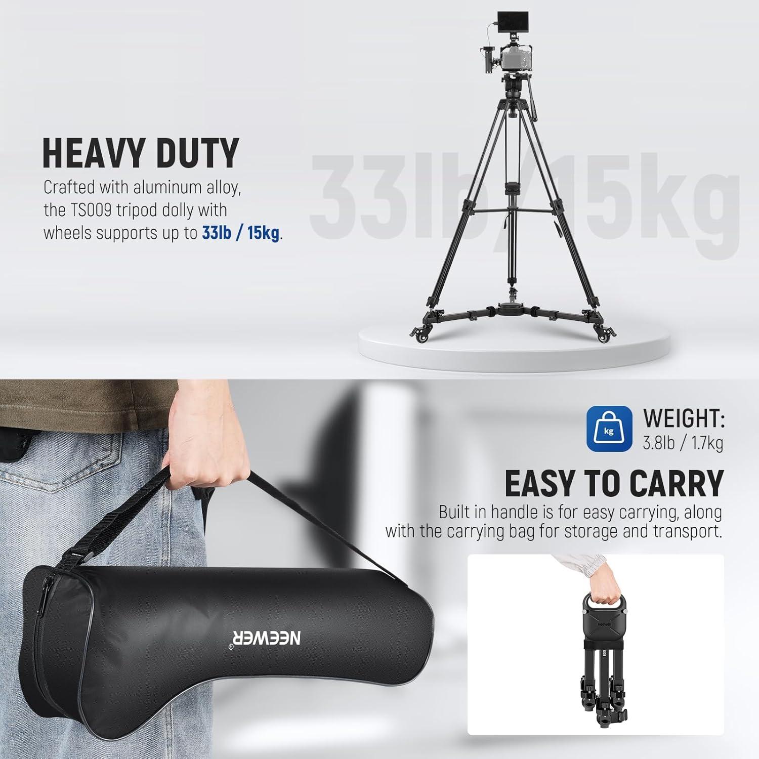 Trípode de Cámara Neewer 200cm con Dolly y Cabezal Fluido