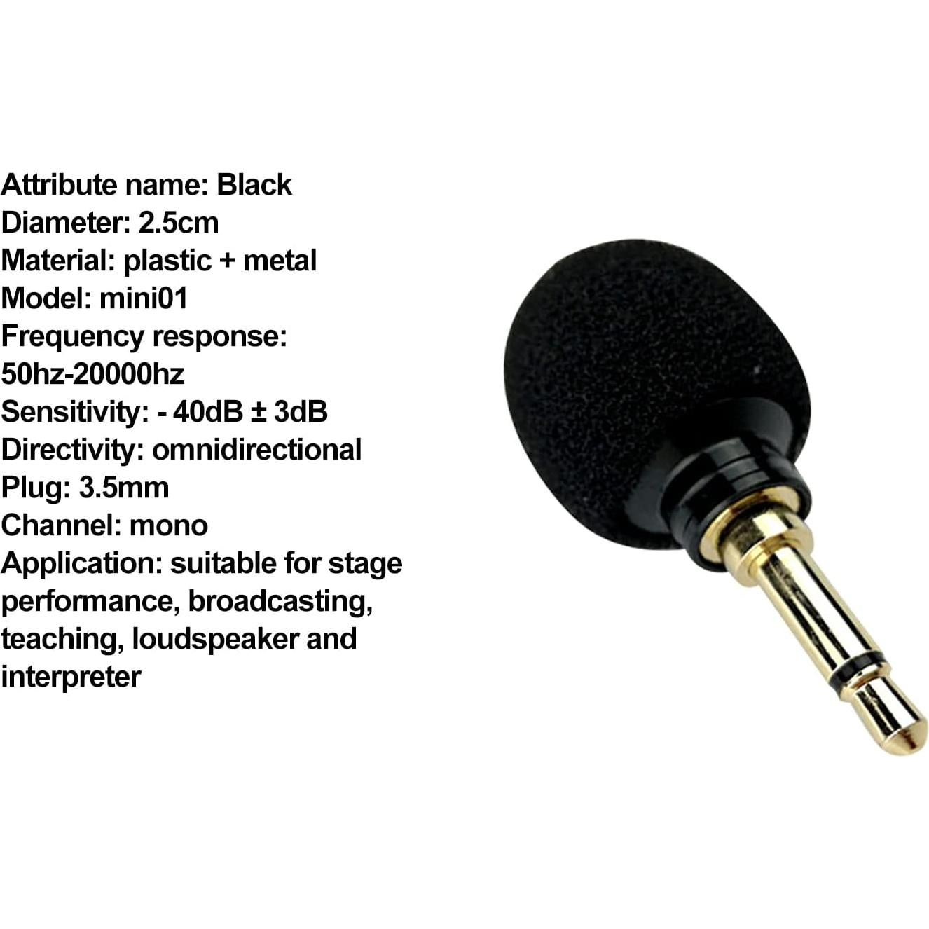 Floralby Recording Microphone Mono Wide Compatibility Lightweight 3.5mm Audio Stereo Small in-line Mic for Stage