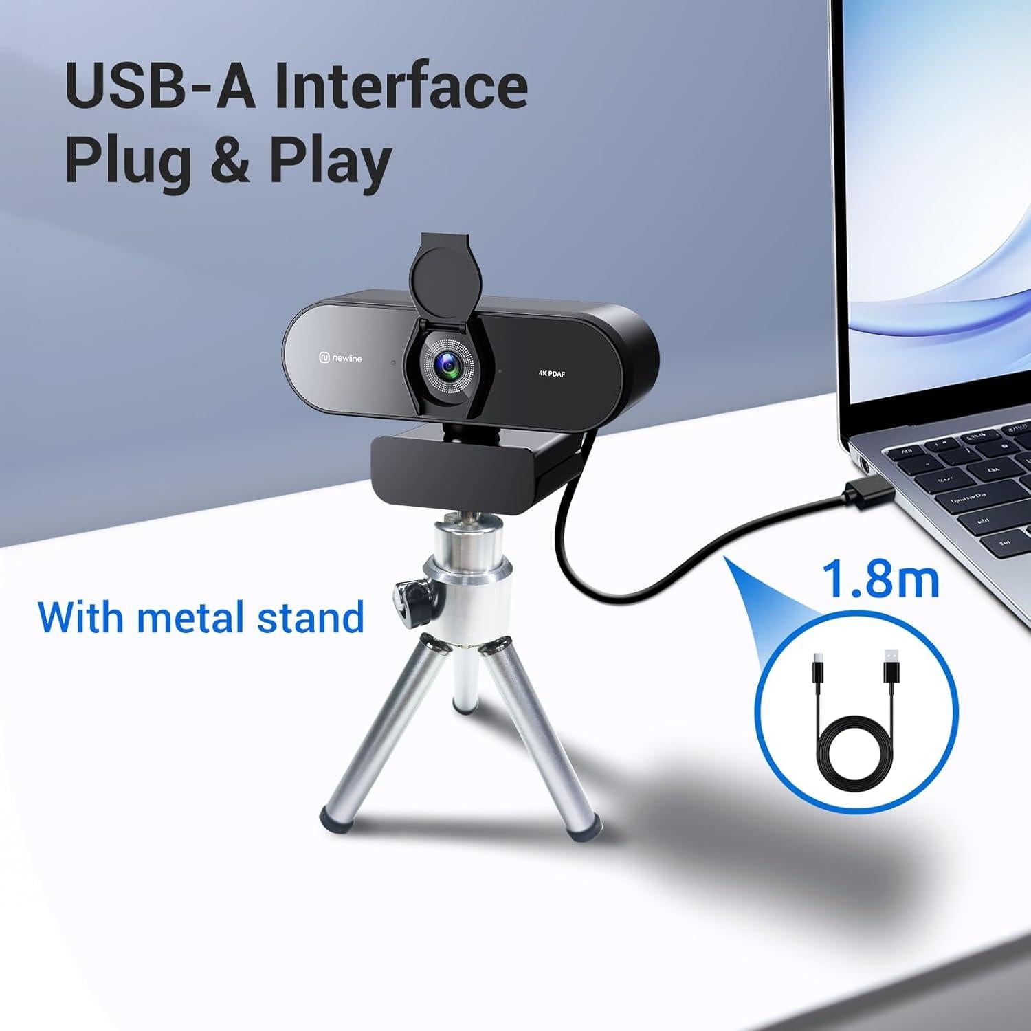Cámara web 4K Newline NewEye 62 con trípode y micrófonos